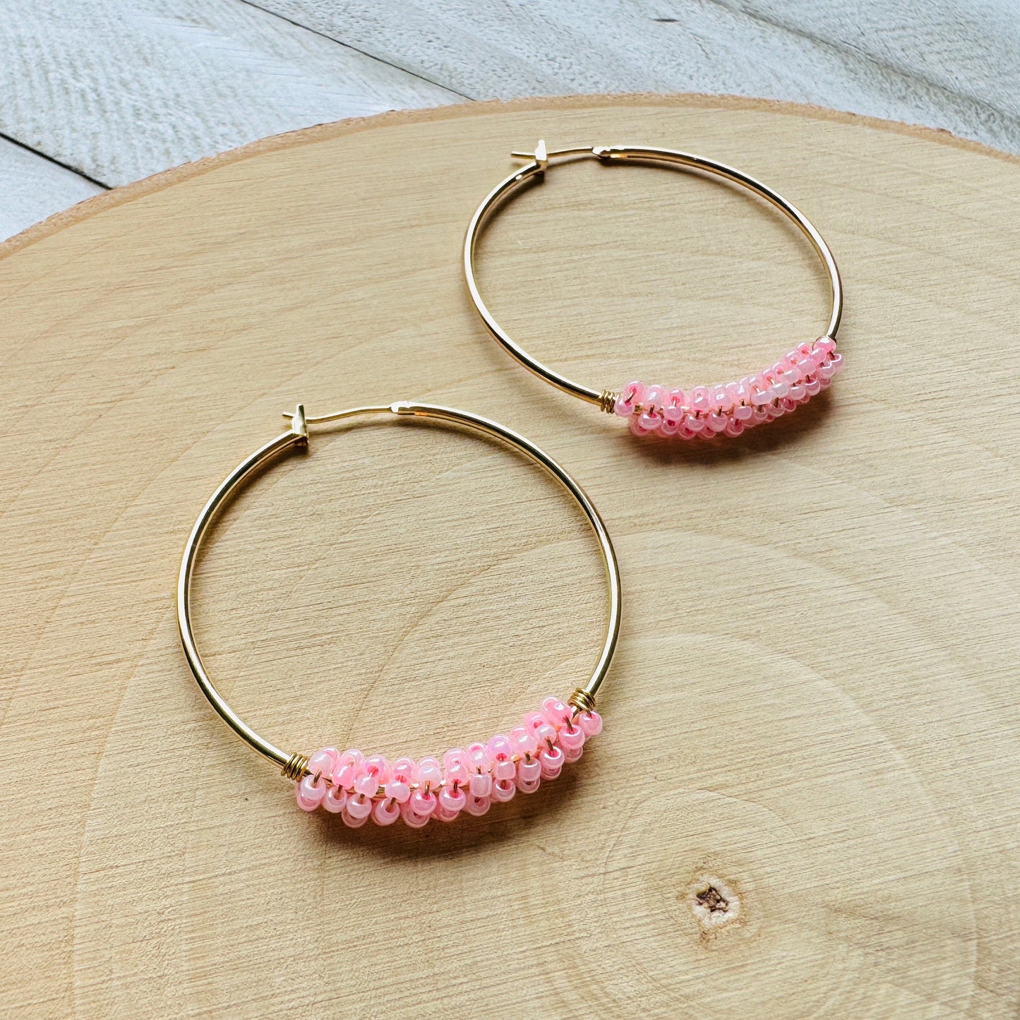 Seed Bead Hoop Earrings
