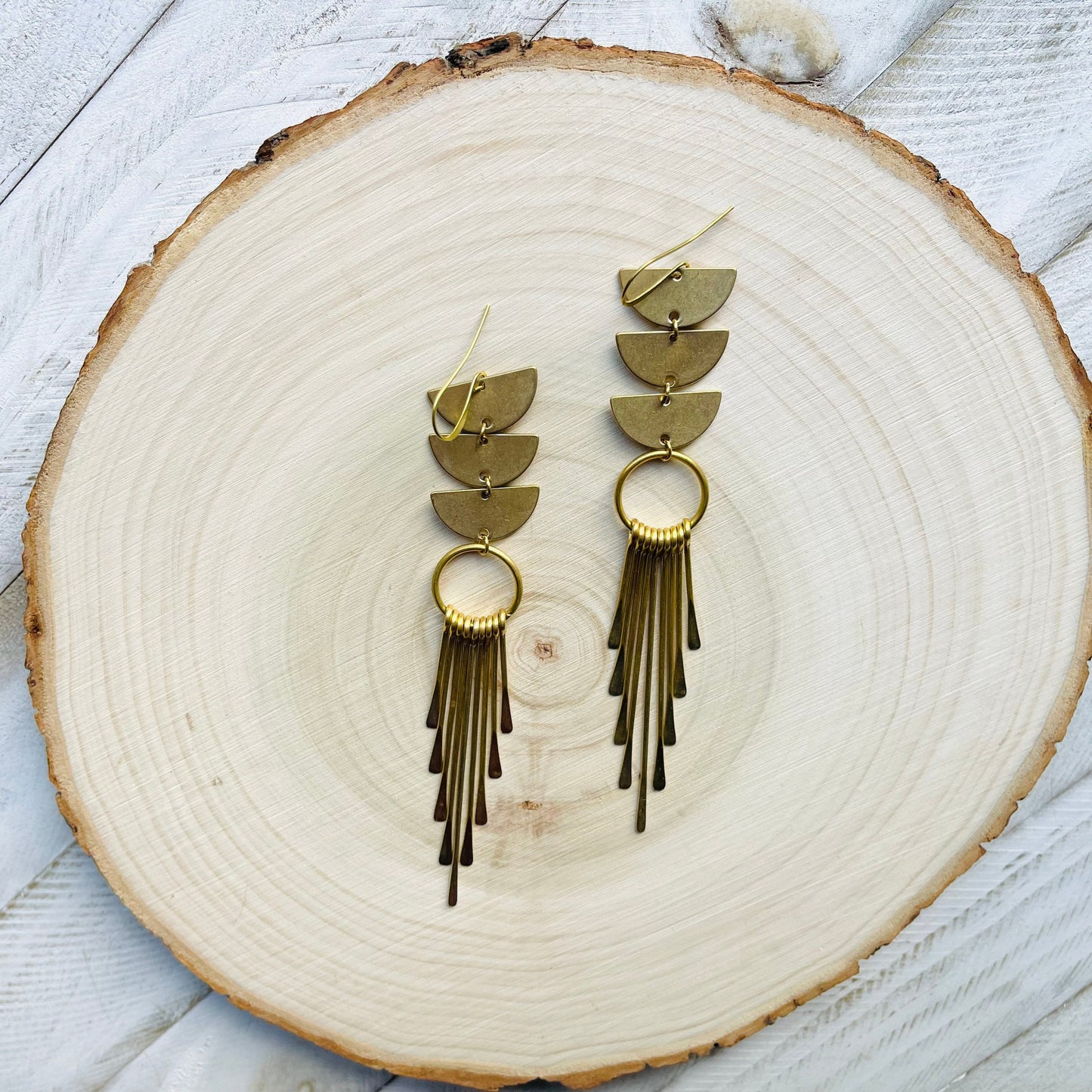 Geometric Brass Fringe Earrings