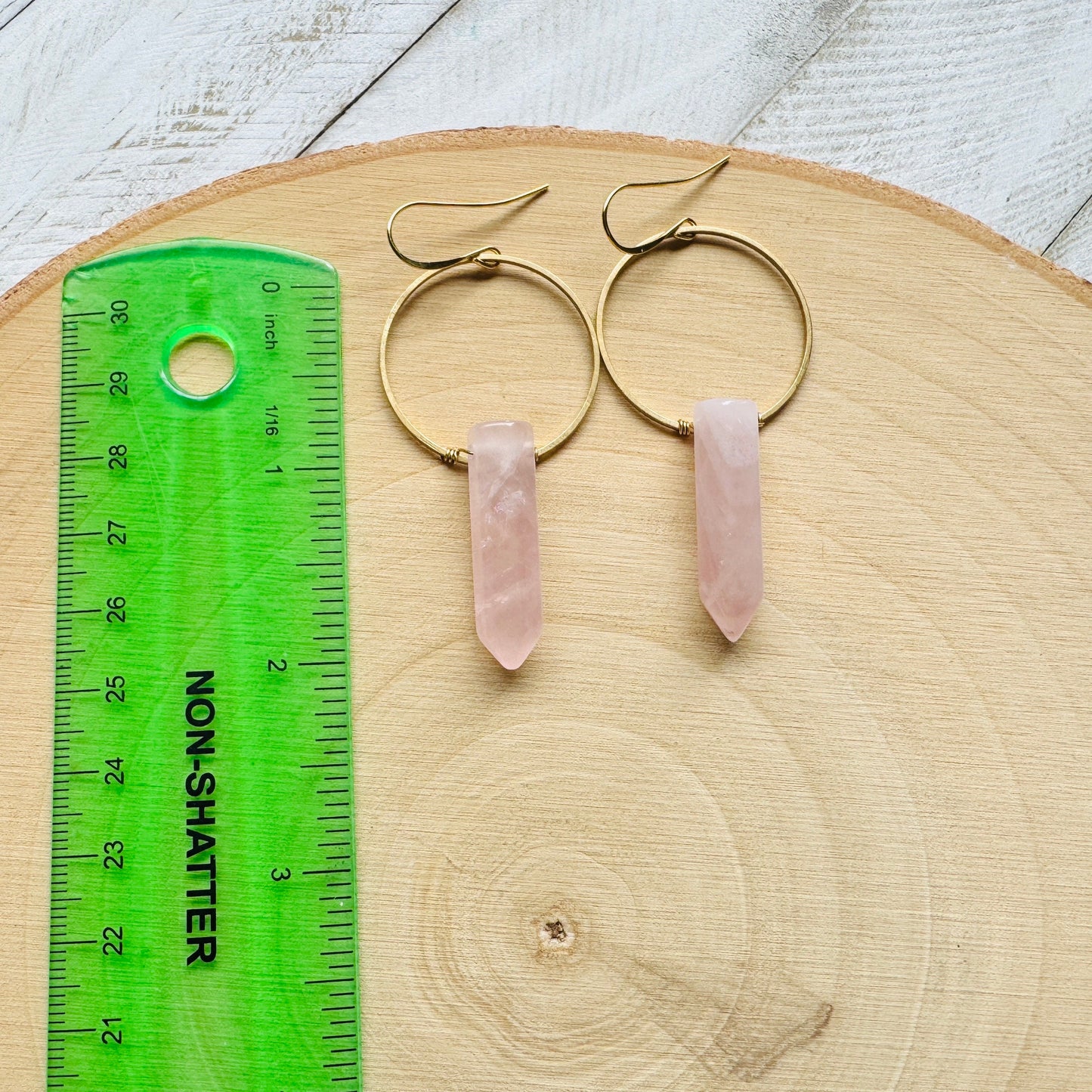 Rose Quartz Hoop Earrings