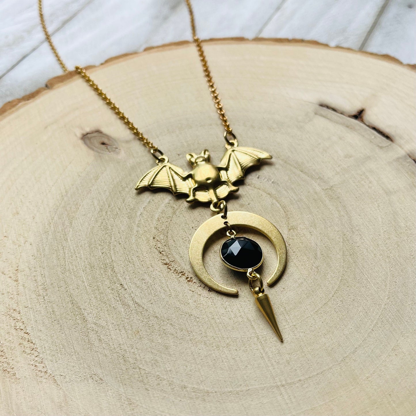 Onyx Bat Necklace
