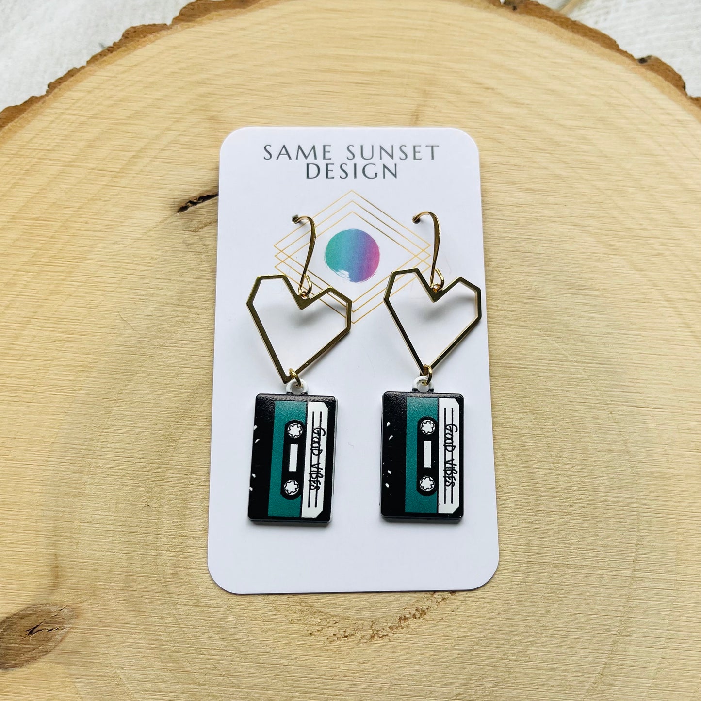 Cassette Tape Heart Earrings
