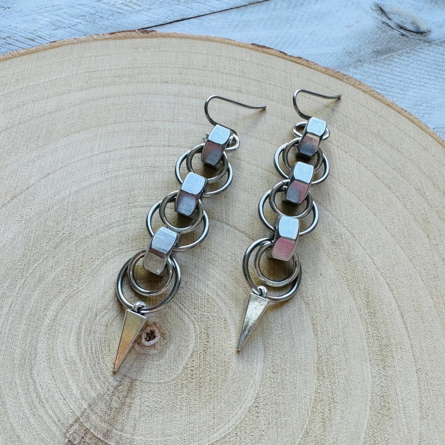 Hex Nut Spike Earrings