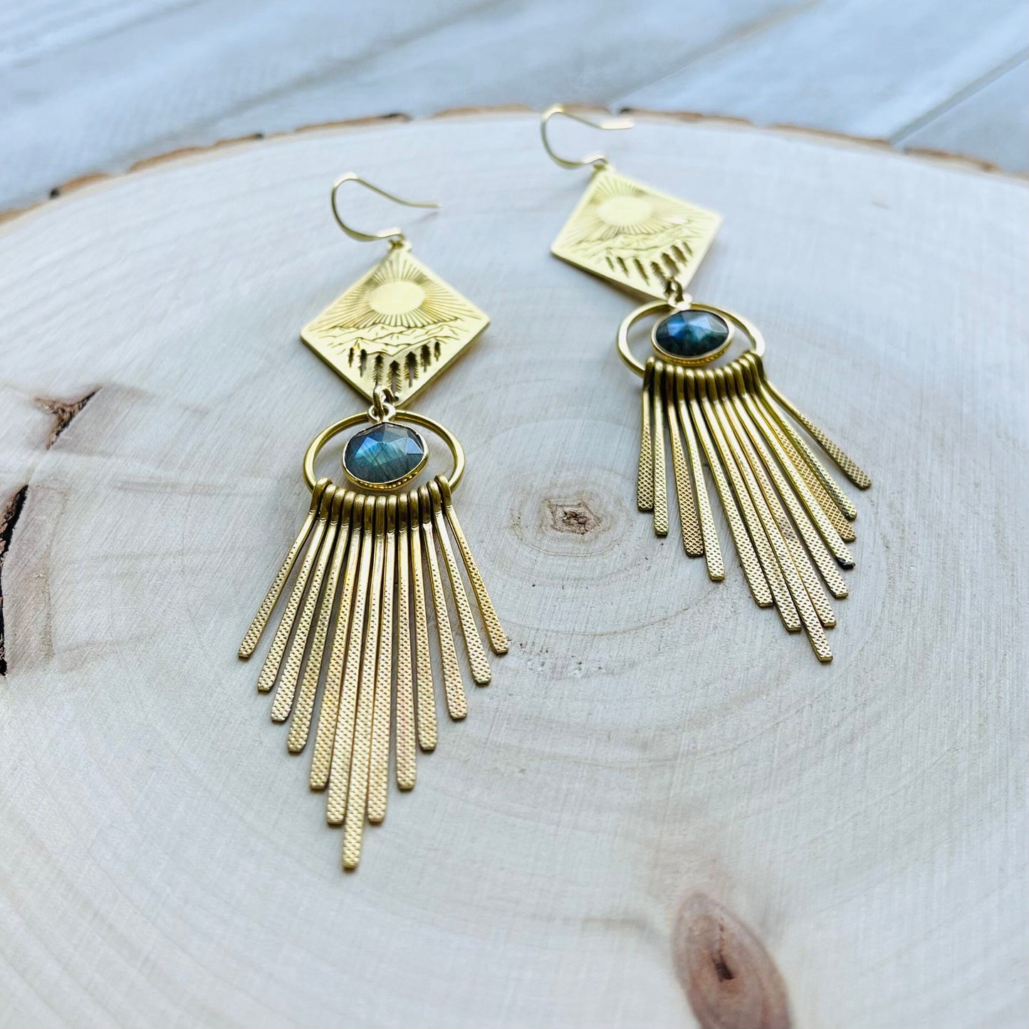 Labradorite Mountain Fringe Earrings