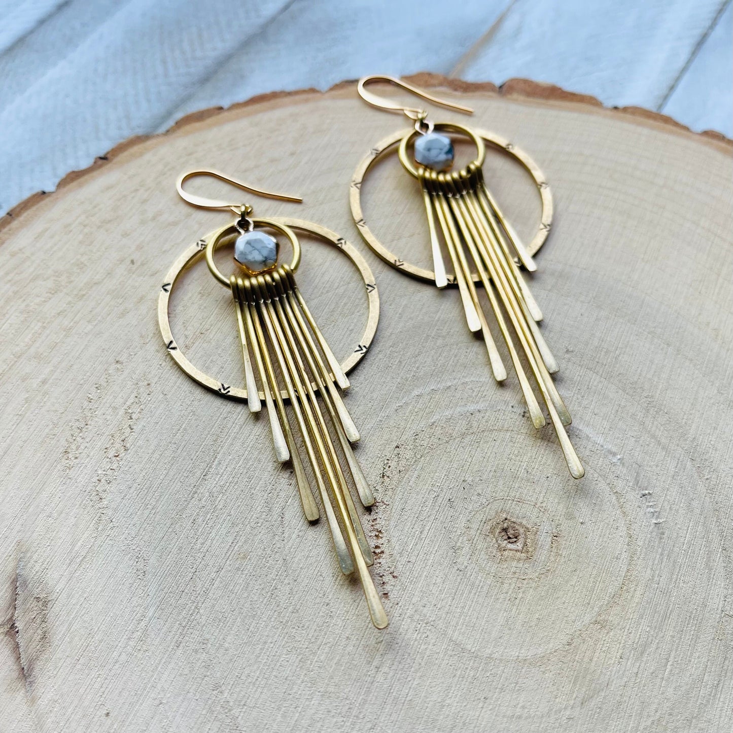 Howlite Hoop Fringe Earrings