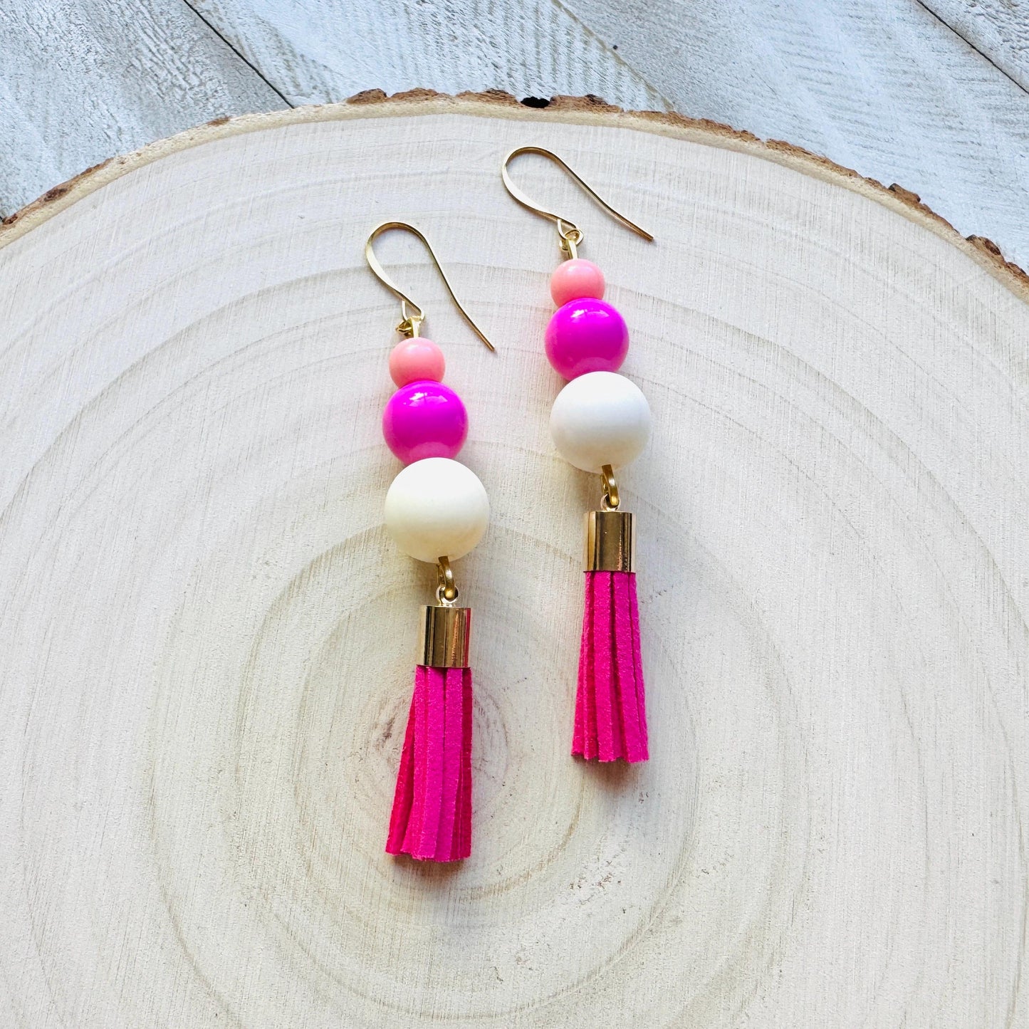 Pink Tassel Earrings