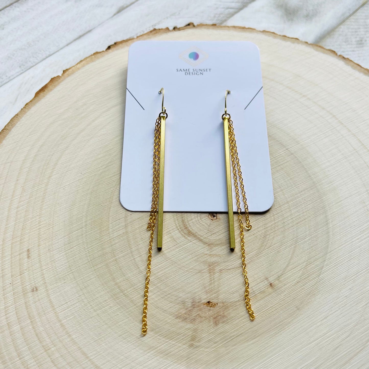 Geometric Brass Bar Earrings