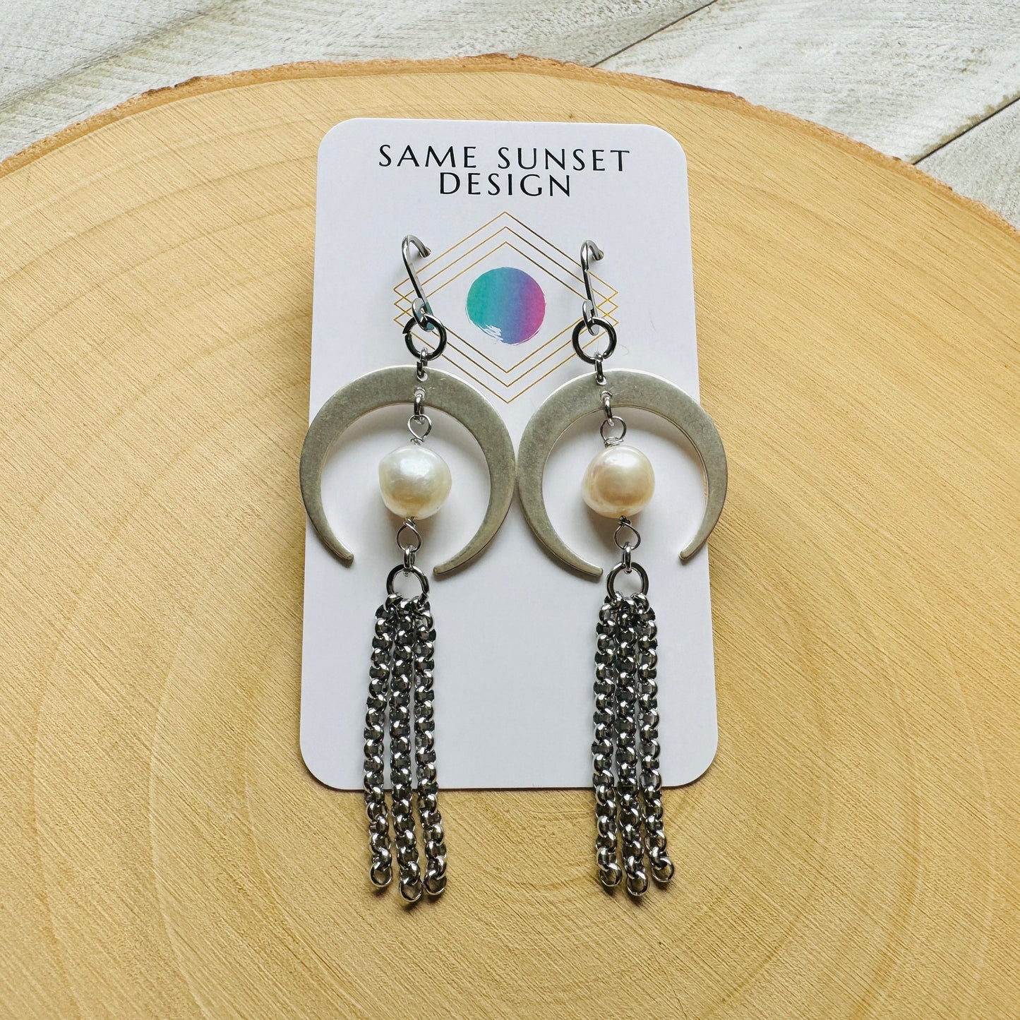 Pearl Moon Earrings