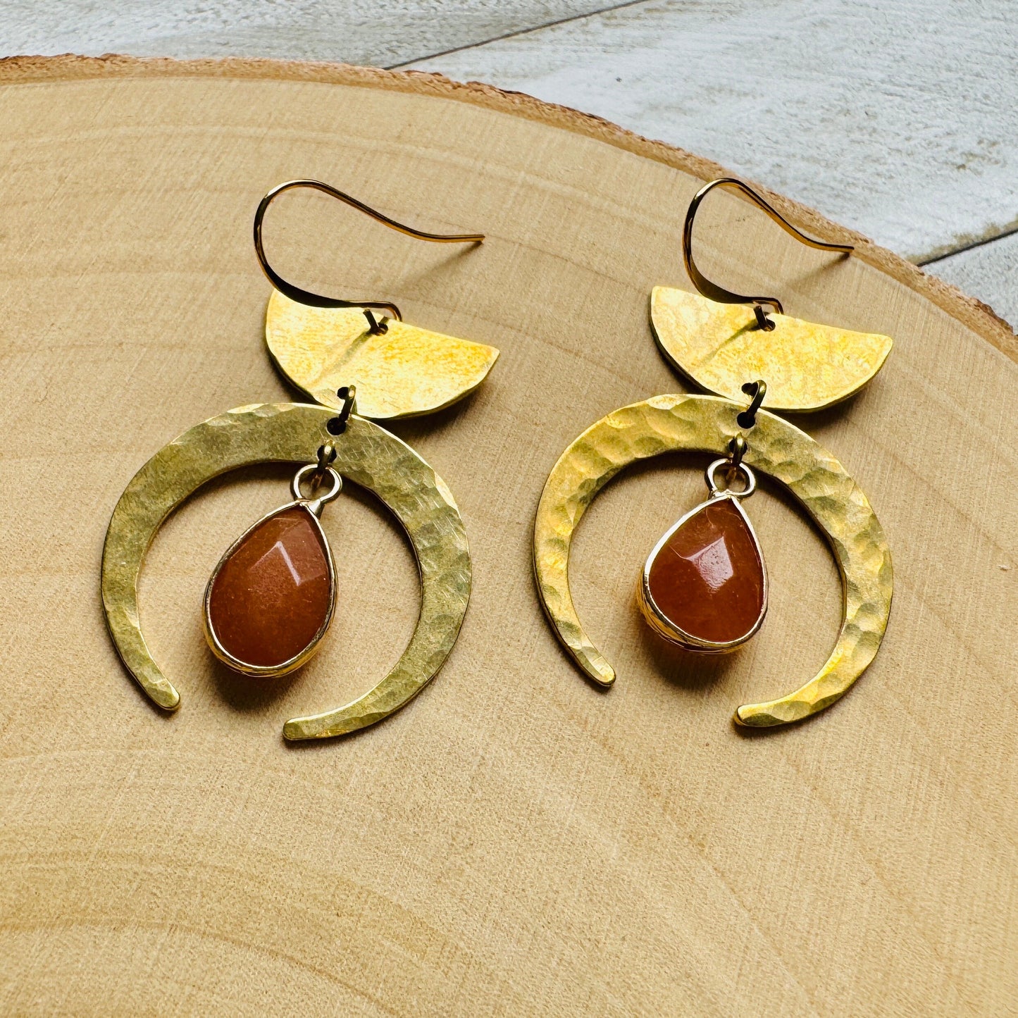 Aventurine Moon Earrings