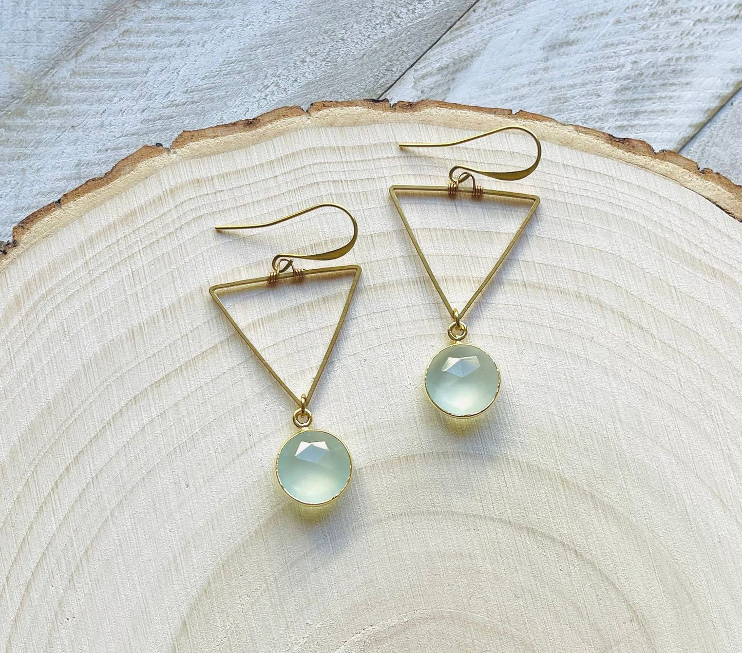 Triangle Chalcedony Earrings