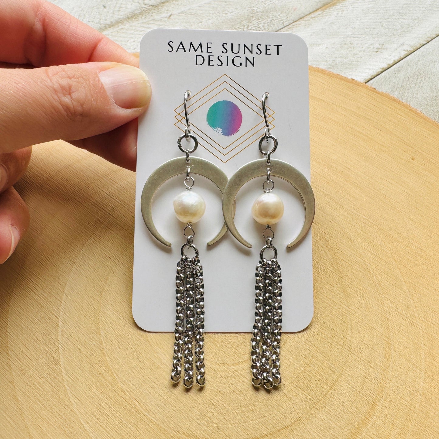 Pearl Moon Earrings