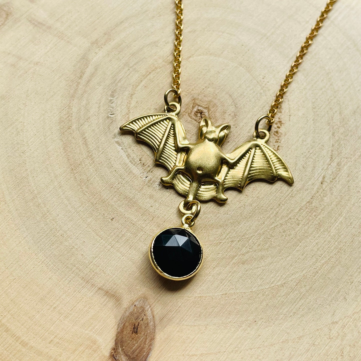 Onyx Bat Necklace