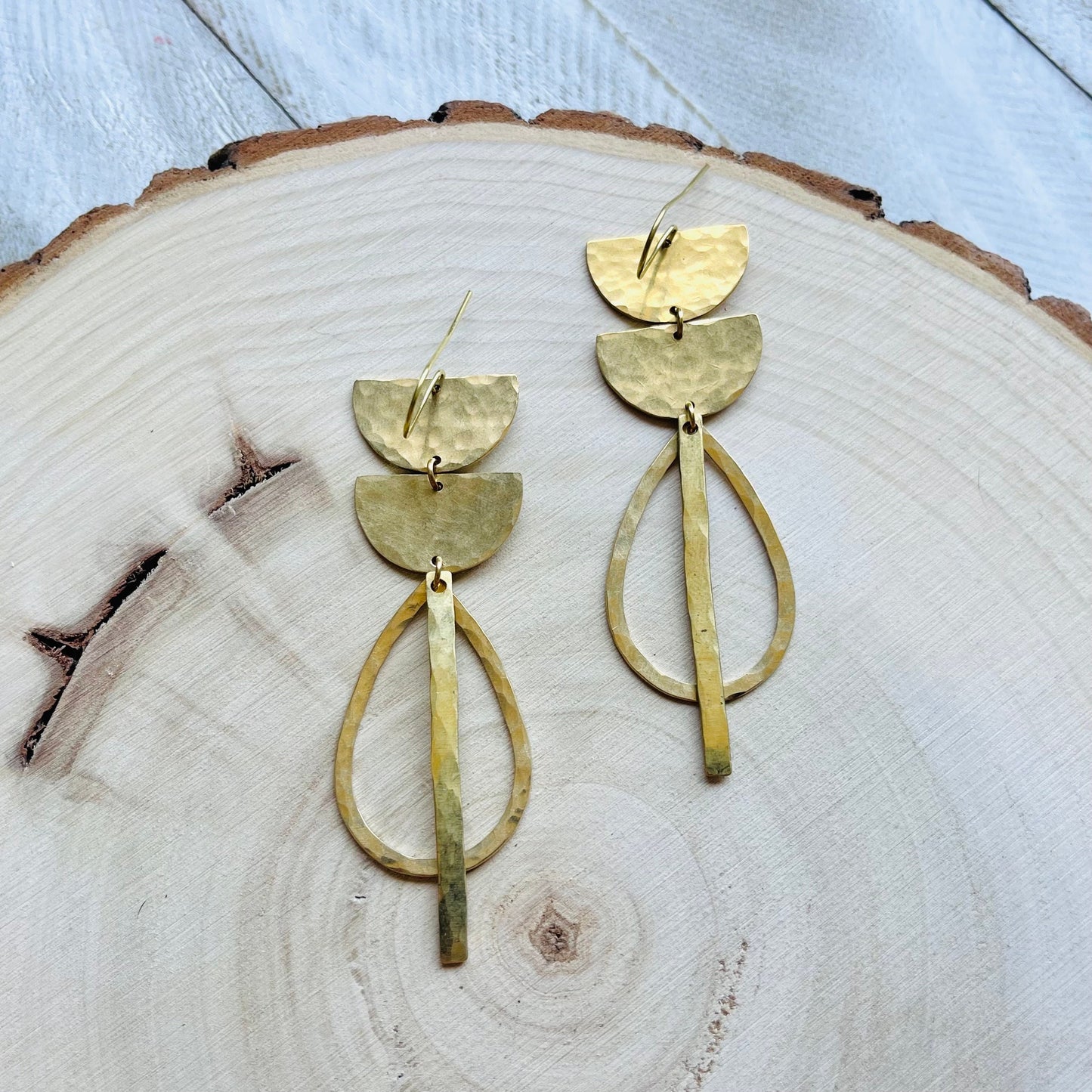 Hammered Brass Boho Earrings