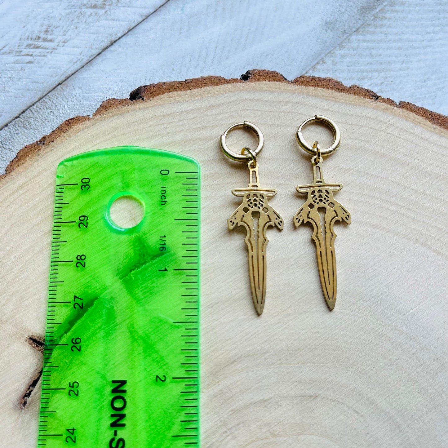 Dagger Huggie Hoop Earrings