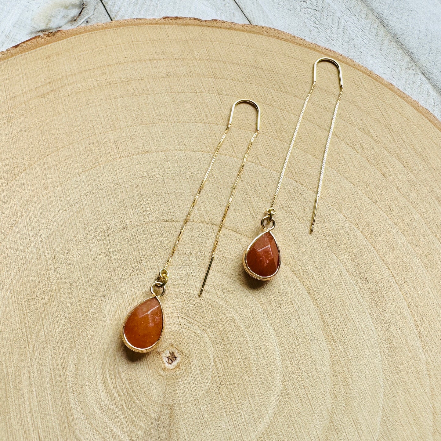Aventurine Threader Earrings