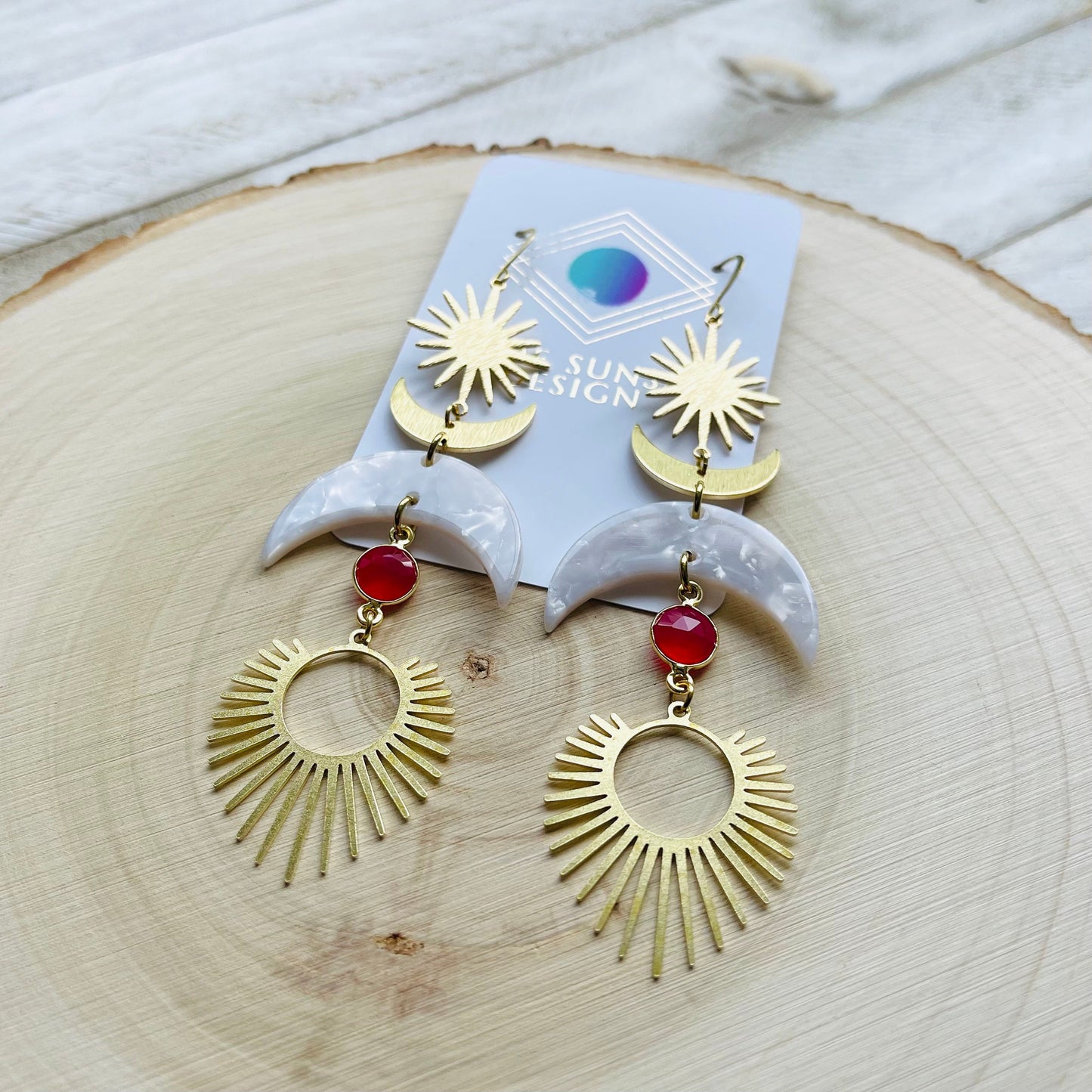Chalcedony Moon Earrings