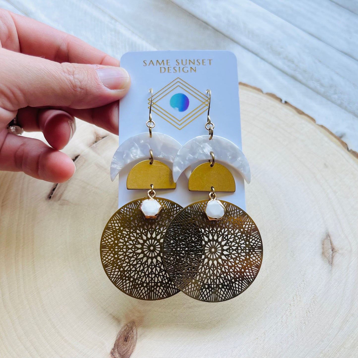 Howlite Moon Earrings
