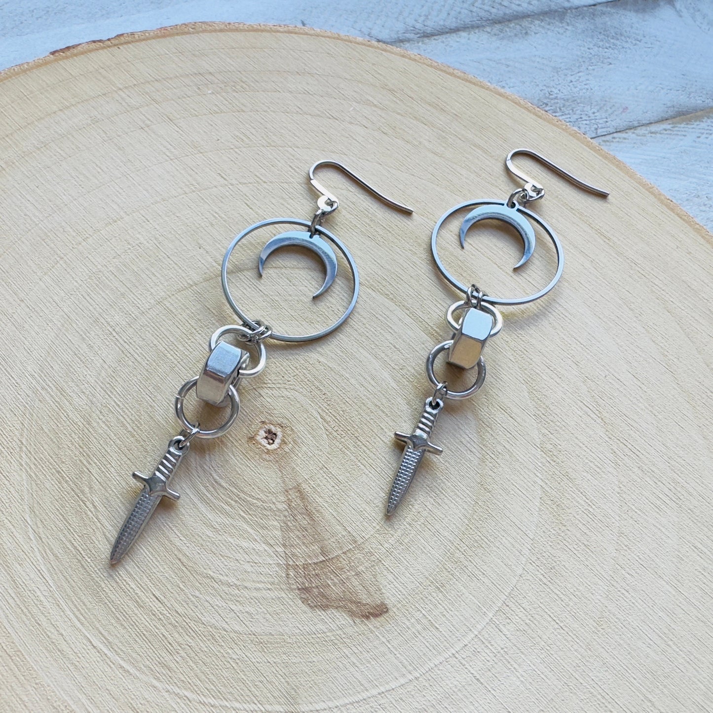 Stainless Steel Dagger Earrings
