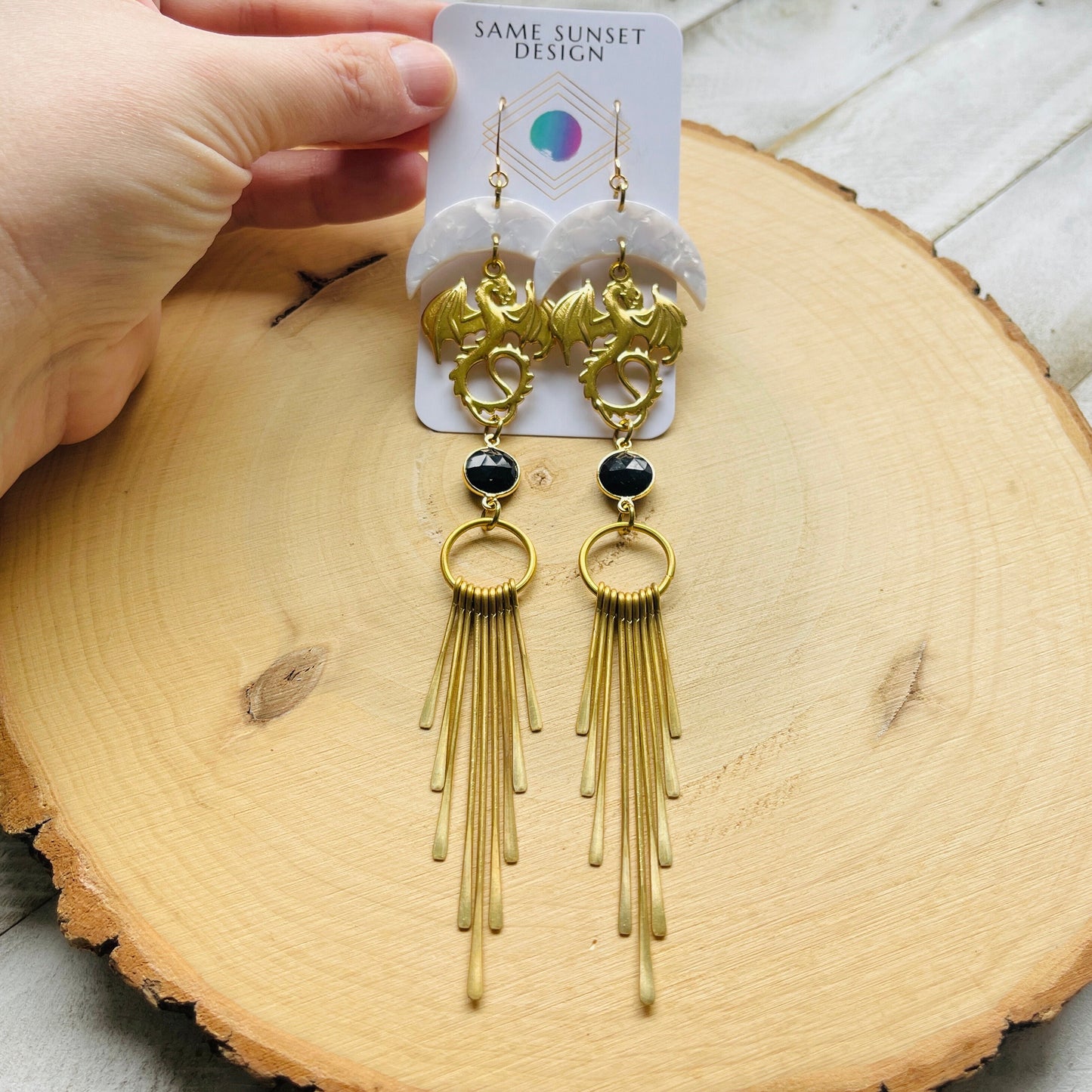 Dragon Onyx Fringe Earrings