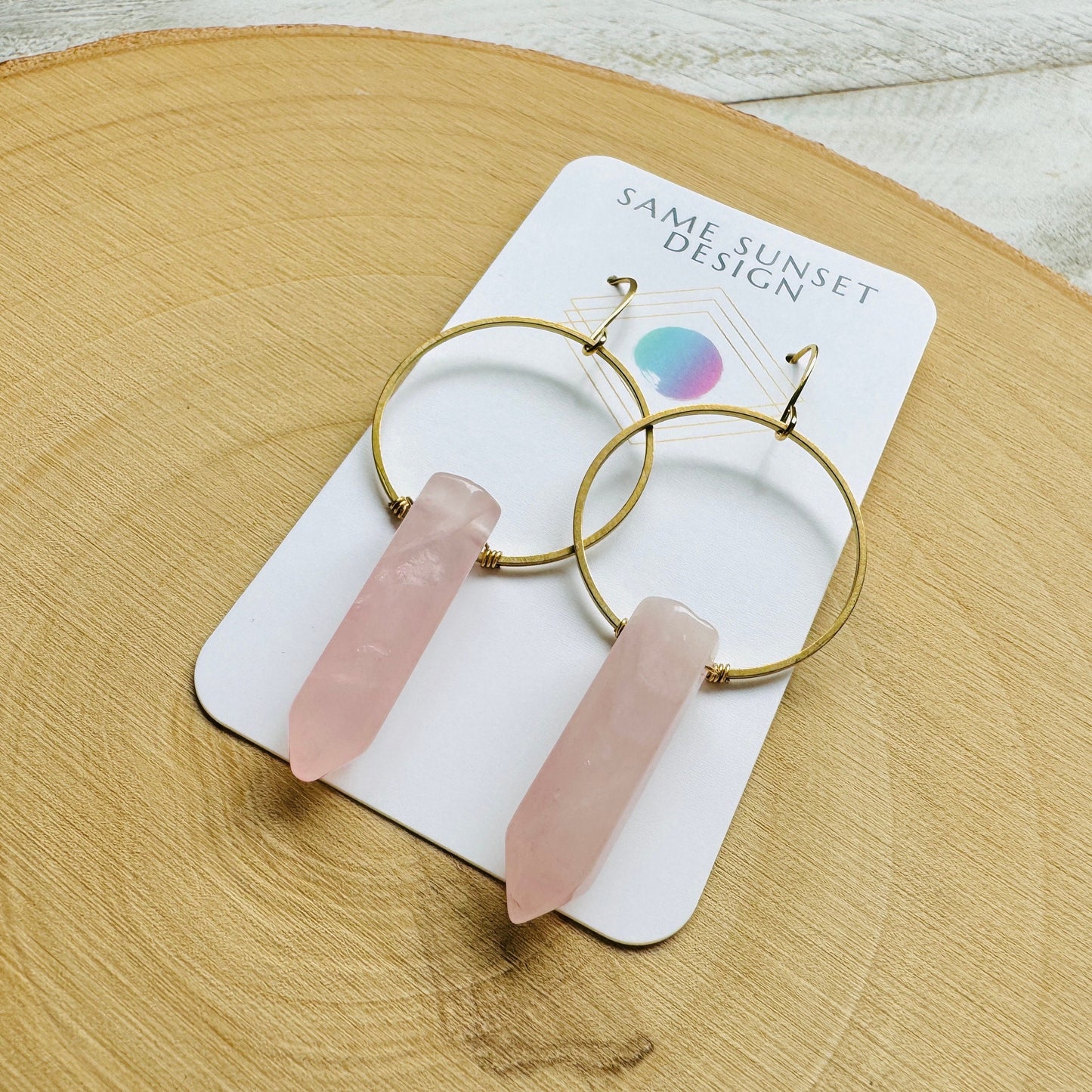Rose Quartz Hoop Earrings