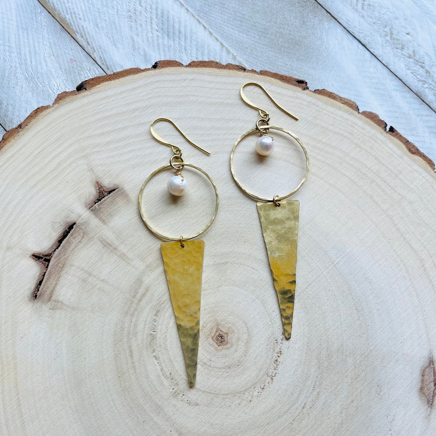 Pearl Triangle Earrings