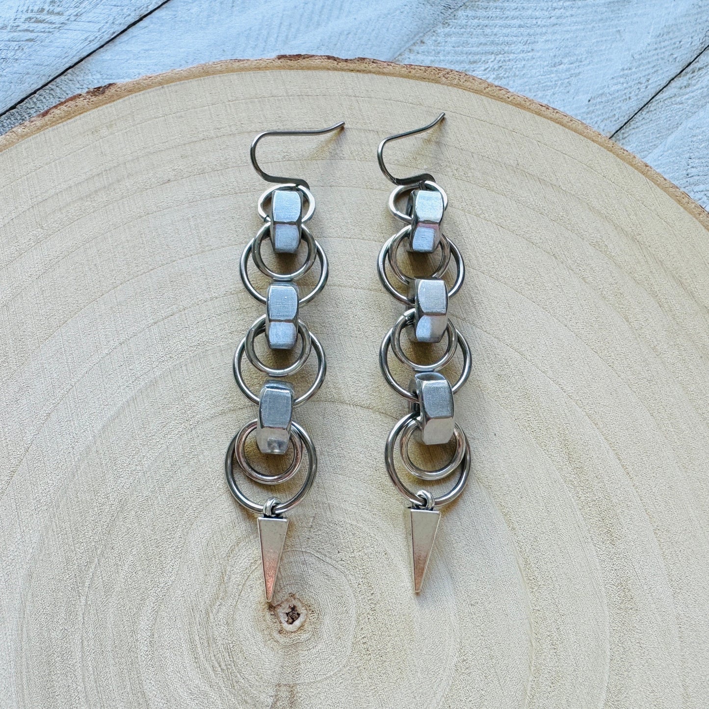Hex Nut Spike Earrings
