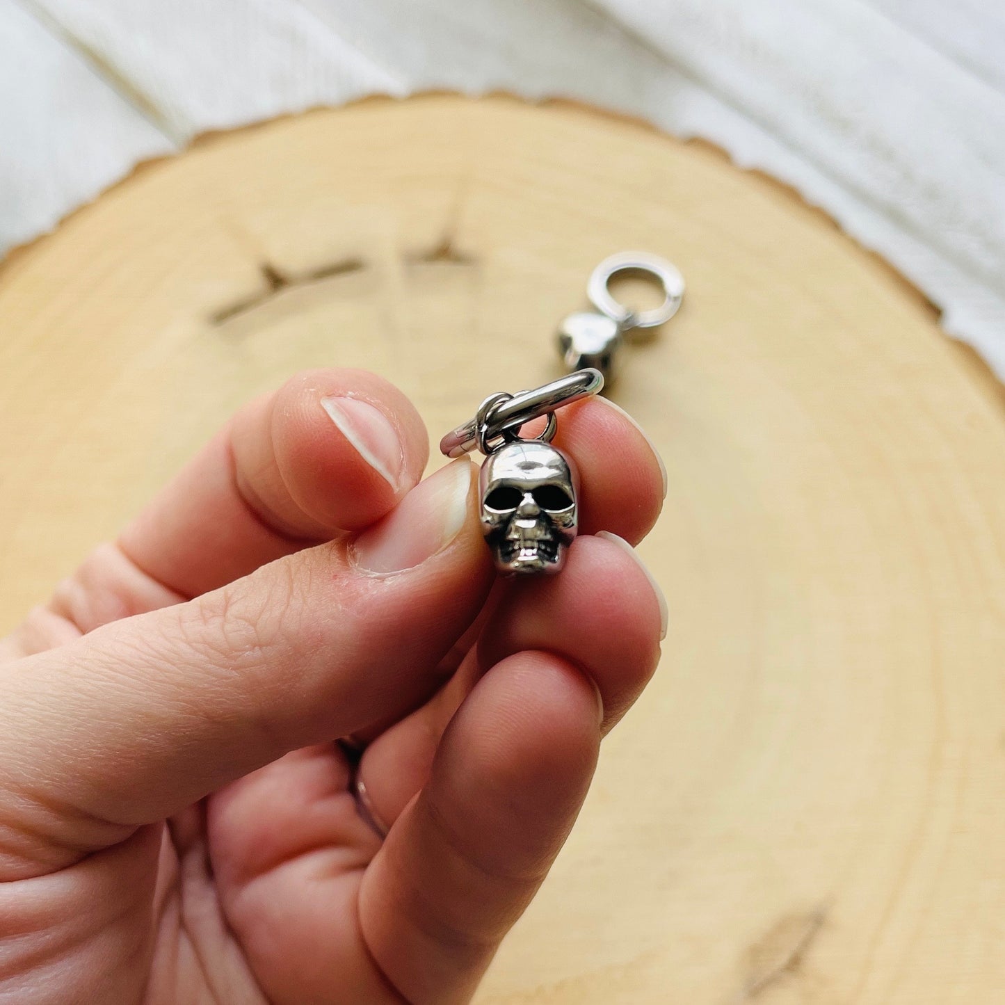 Silver Skull Huggie Hoop Earrings