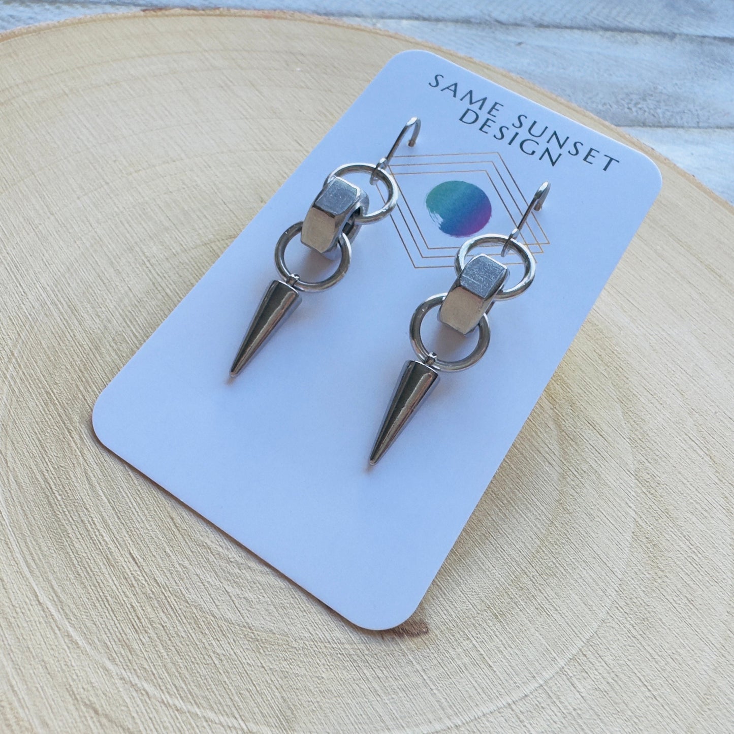Hex Nut Spike Earrings