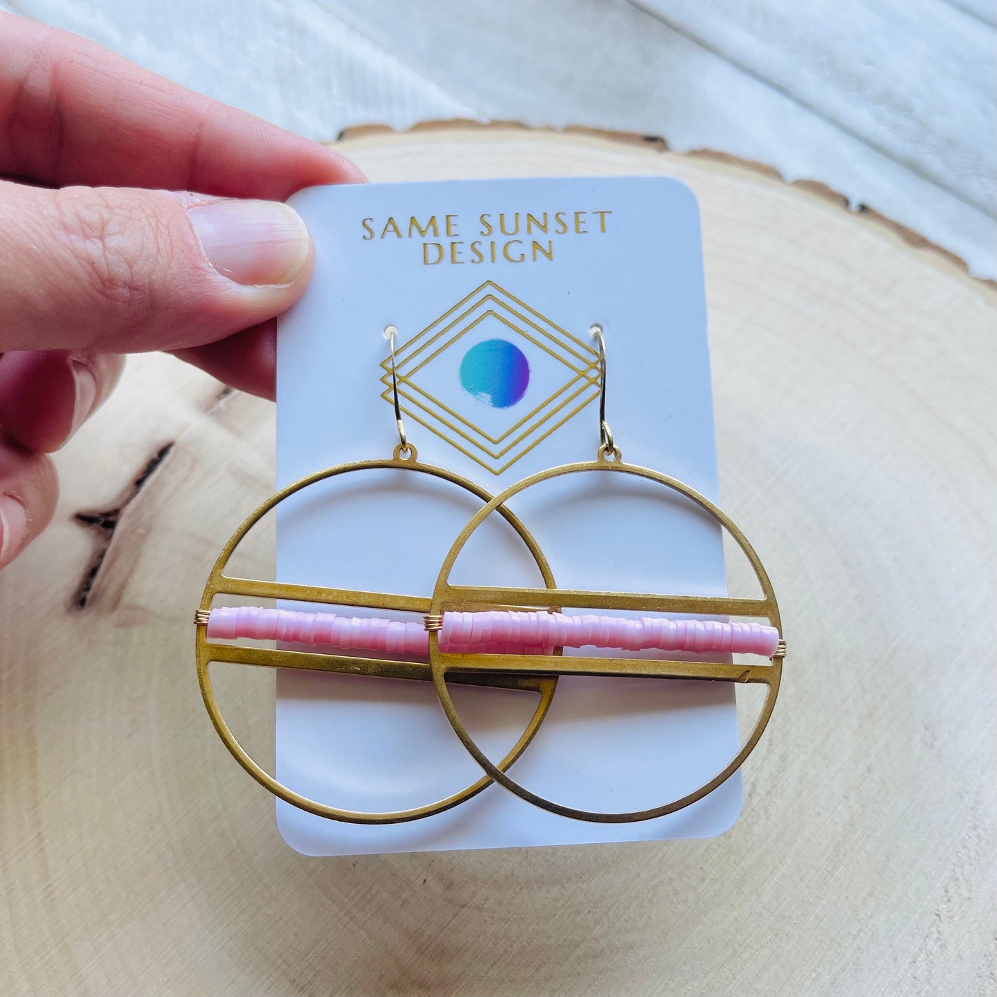 Pink Heishi Hoop Earrings
