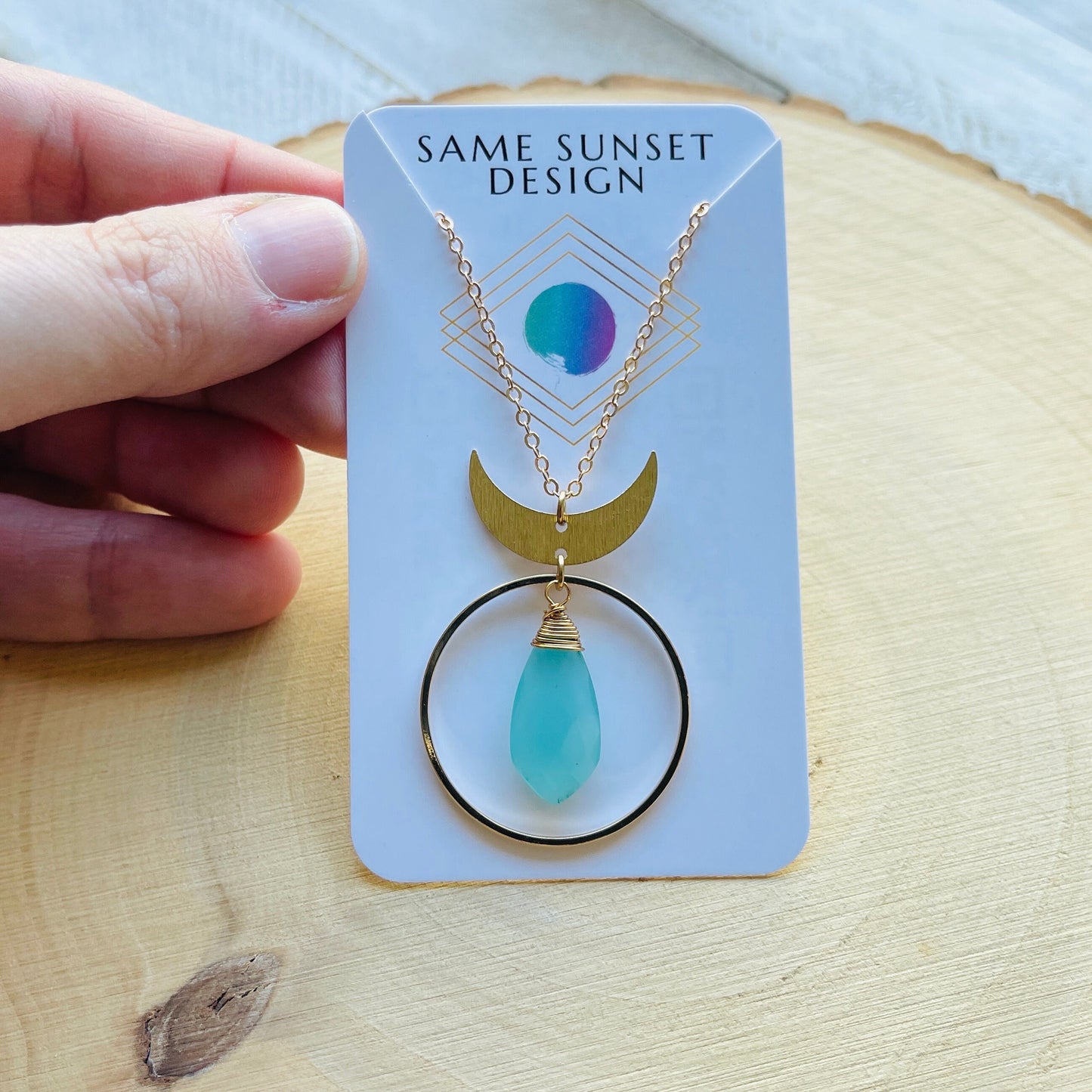 Chalcedony Moon Necklace