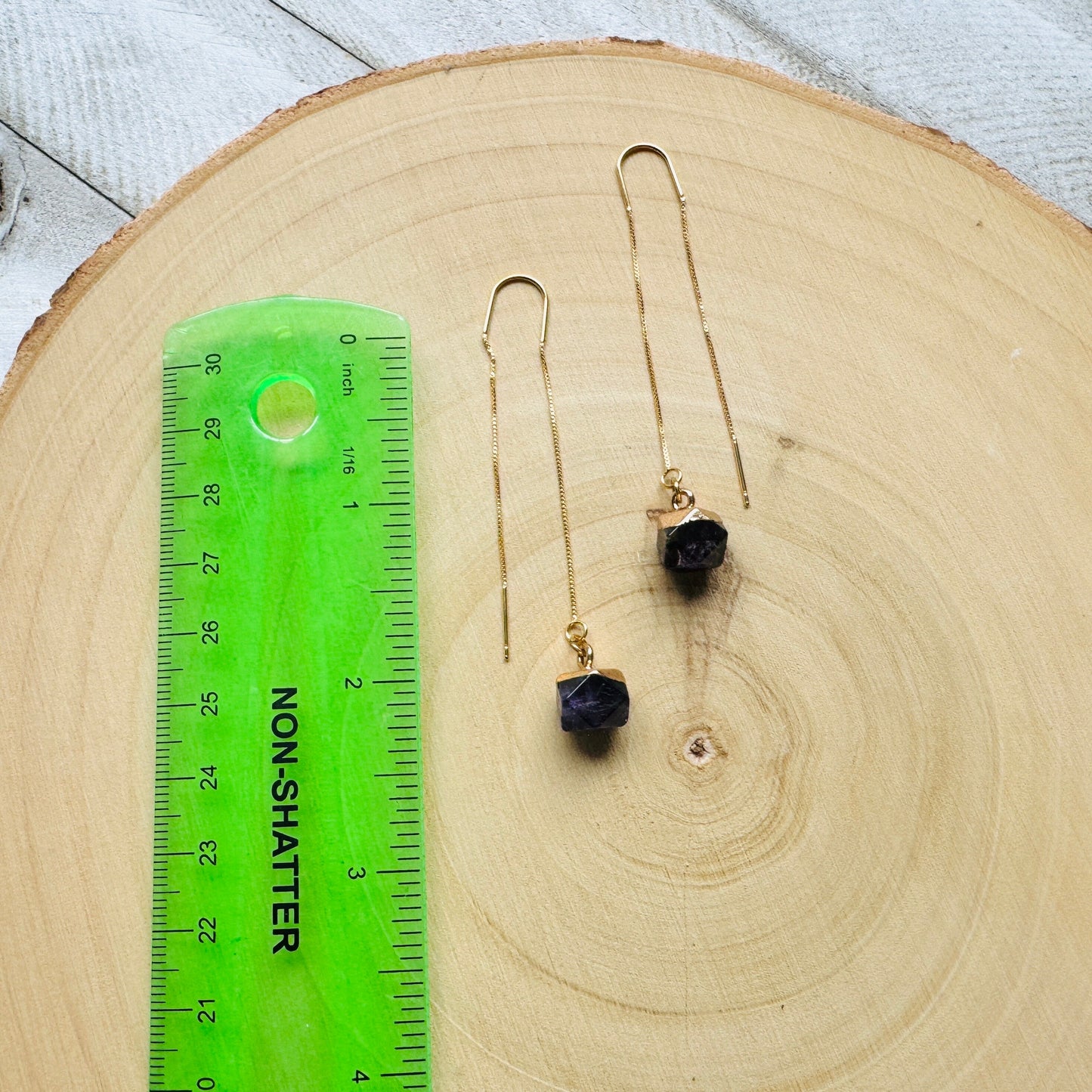 Amethyst Threader Earrings