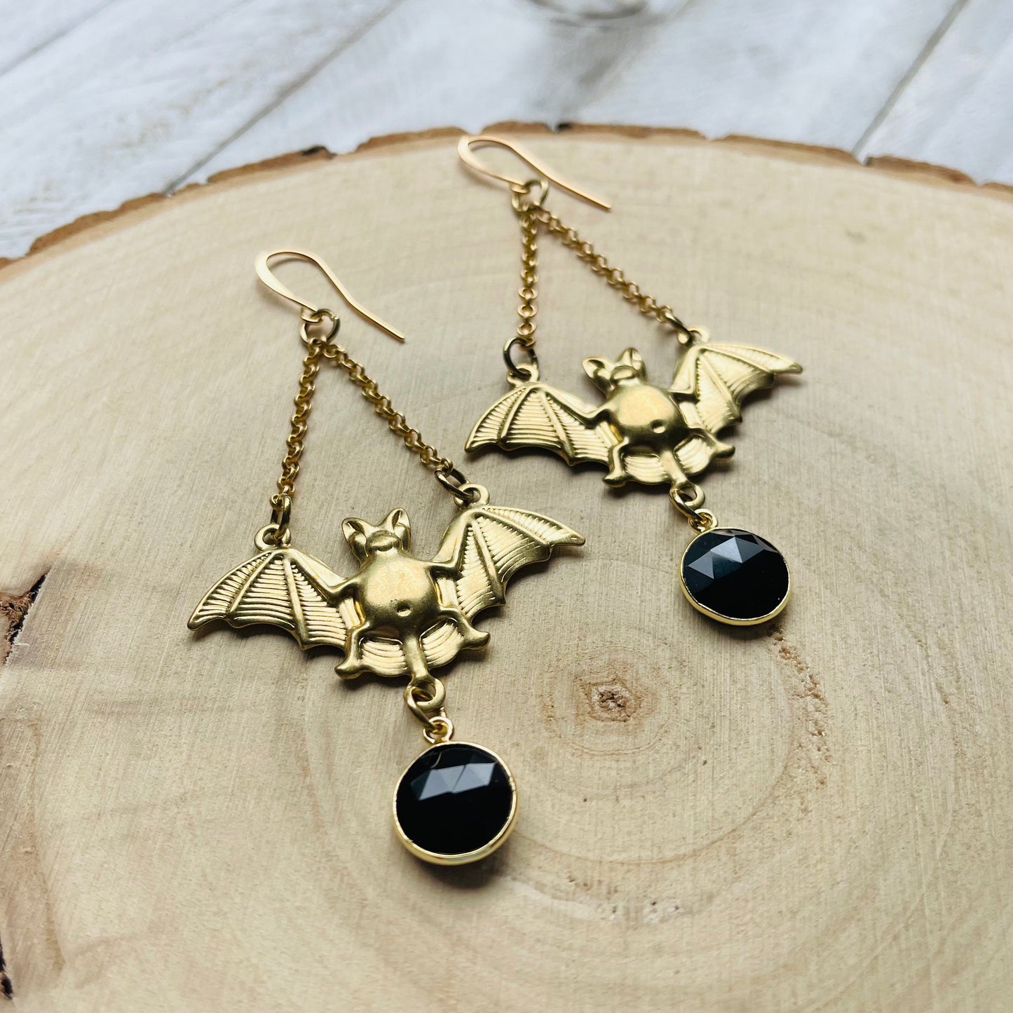 Onyx Bat Earrings