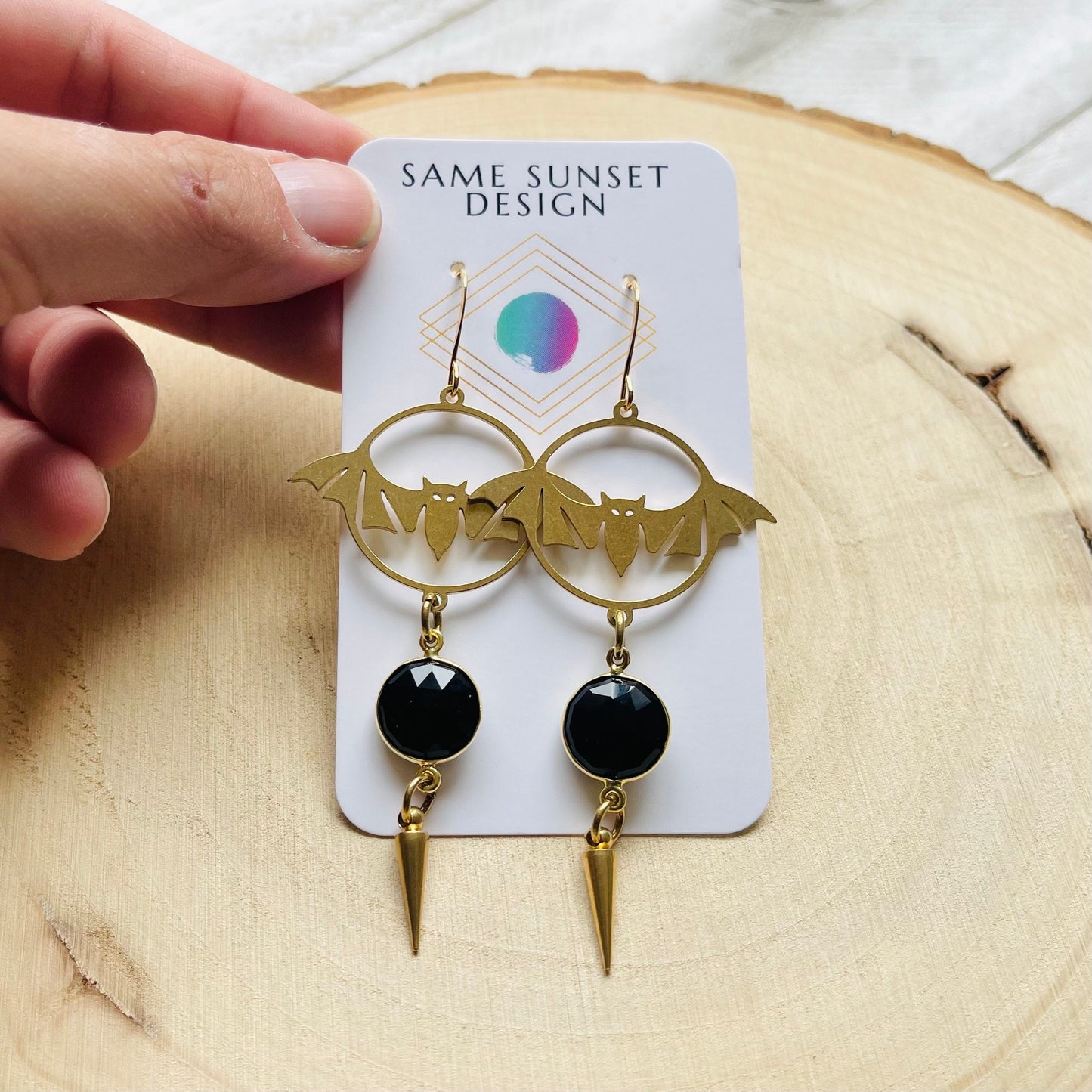Onyx Bat Earrings