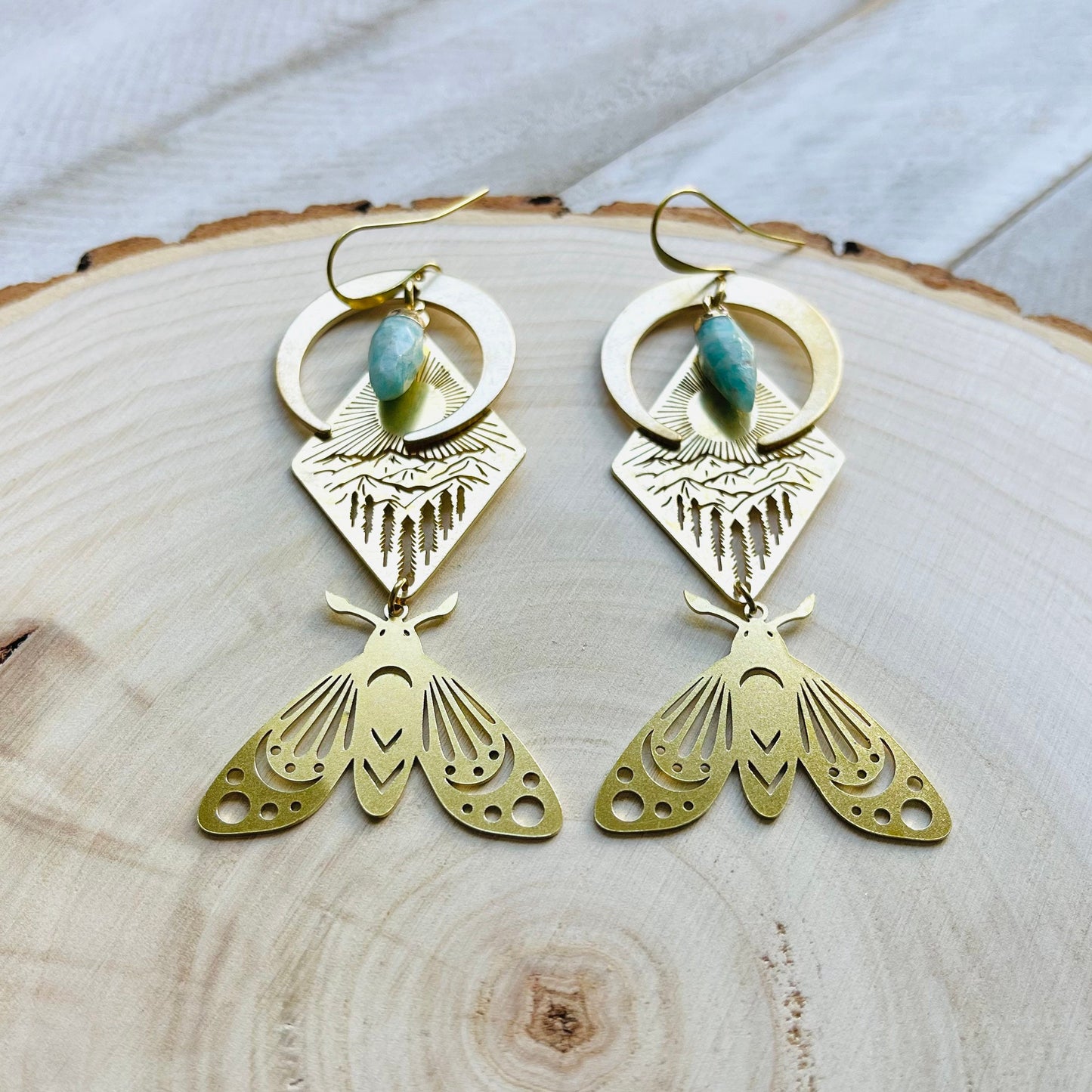 Aventurine Moth Earrings