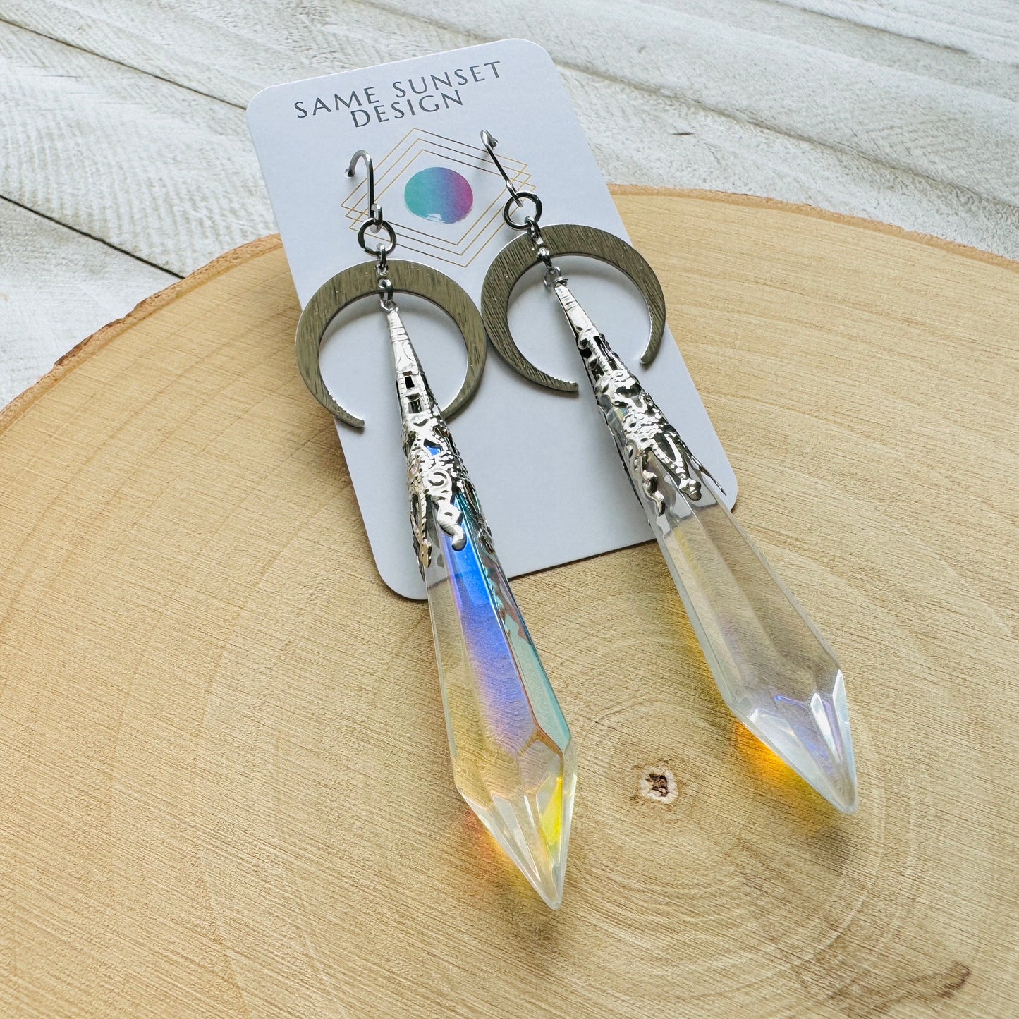 Crescent Moon Crystal Earrings