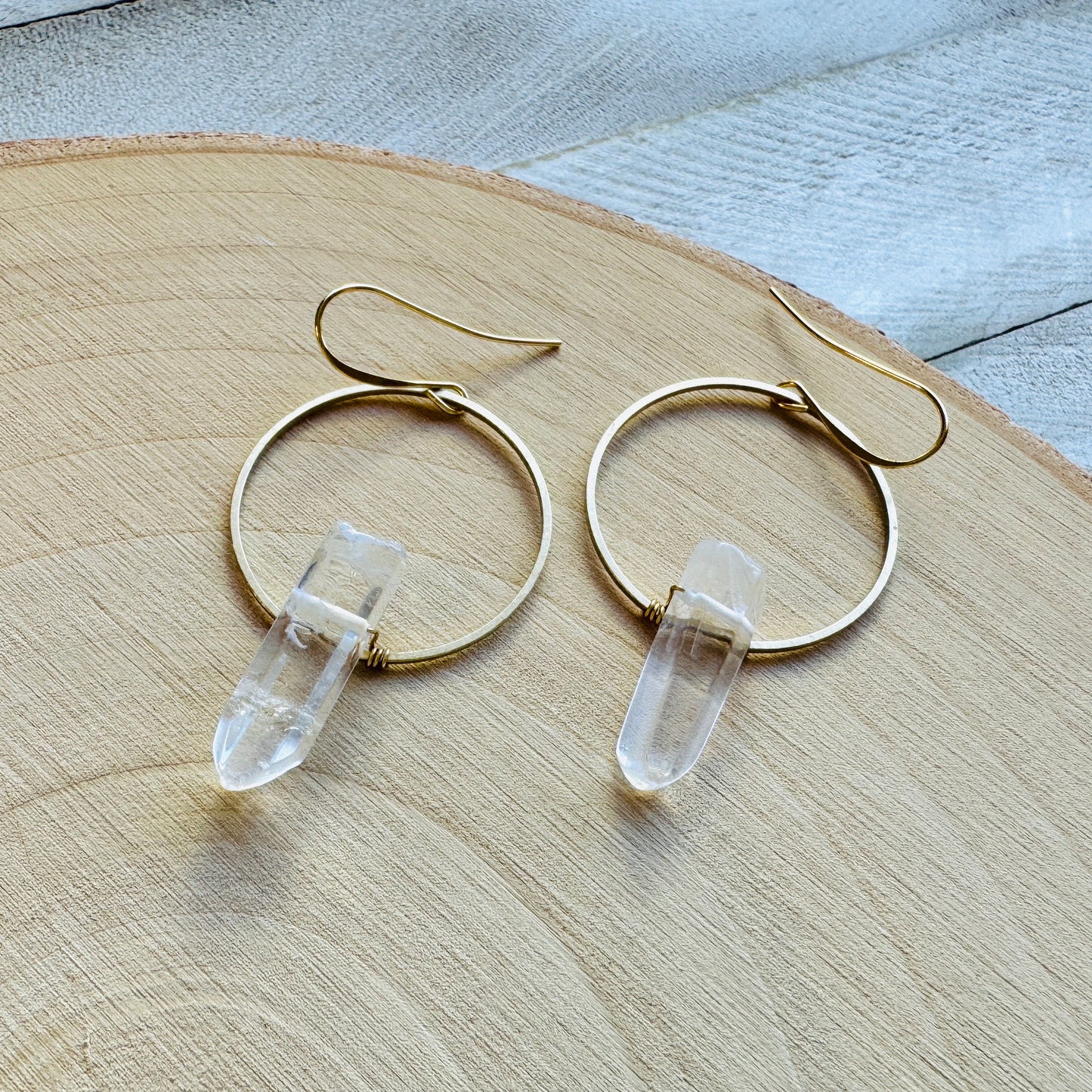 Raw Quartz Hoop Earrings