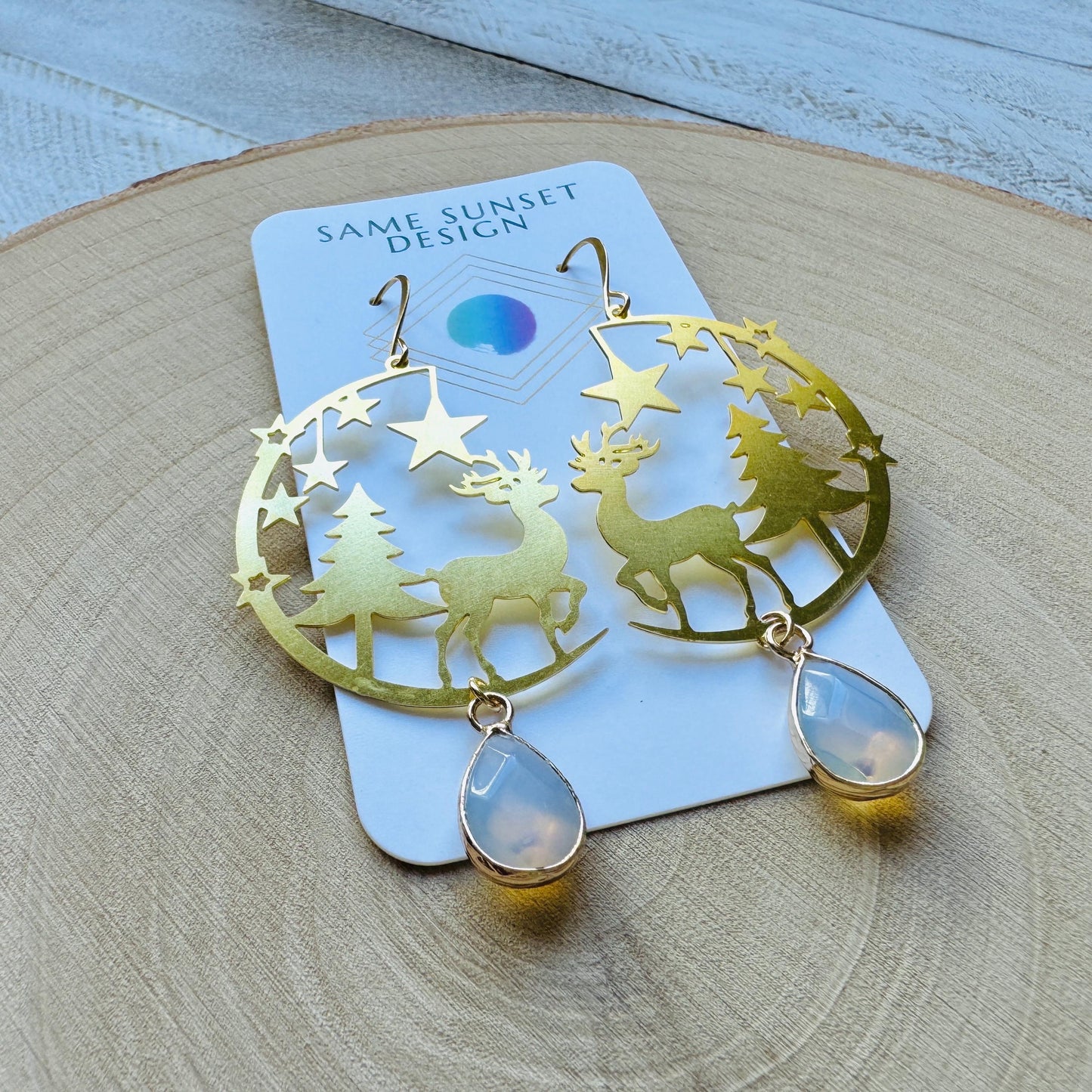 Opalite Reindeer Earrings