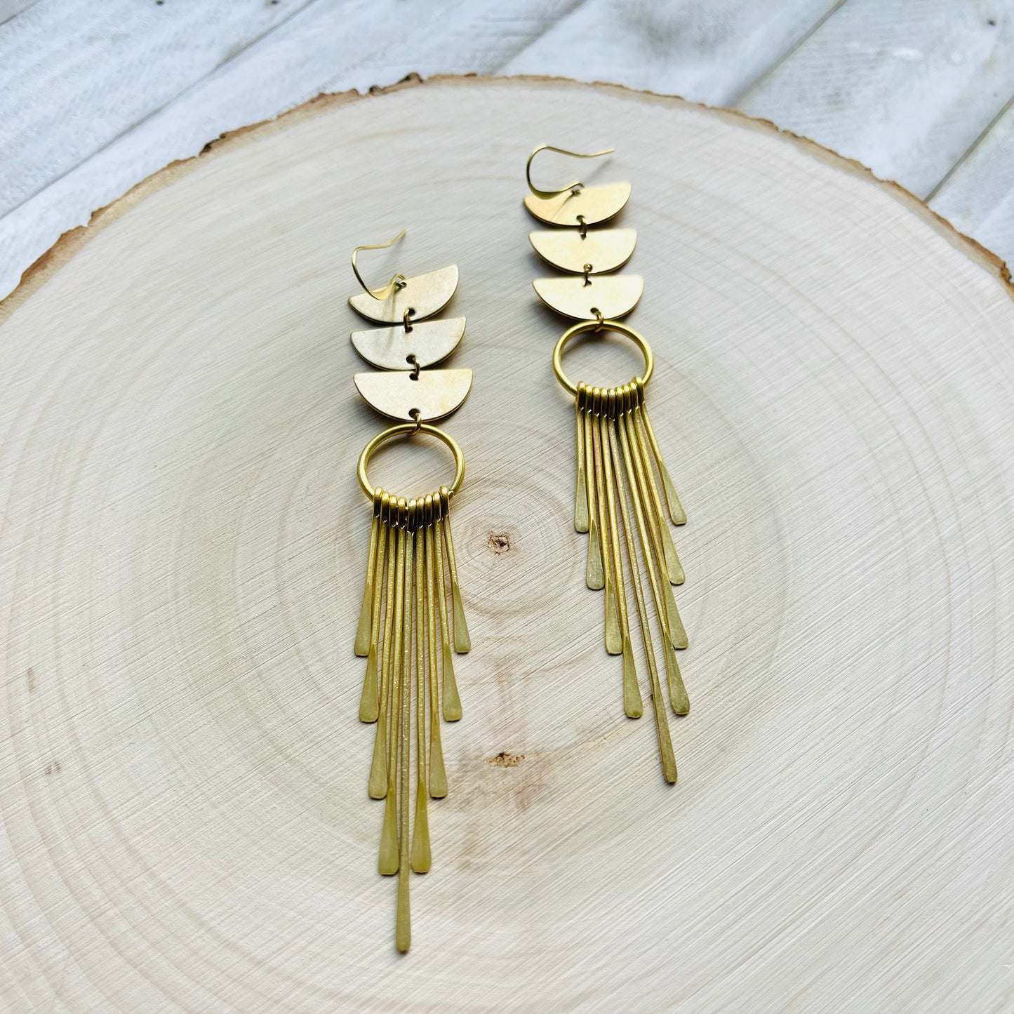 Geometric Brass Fringe Earrings