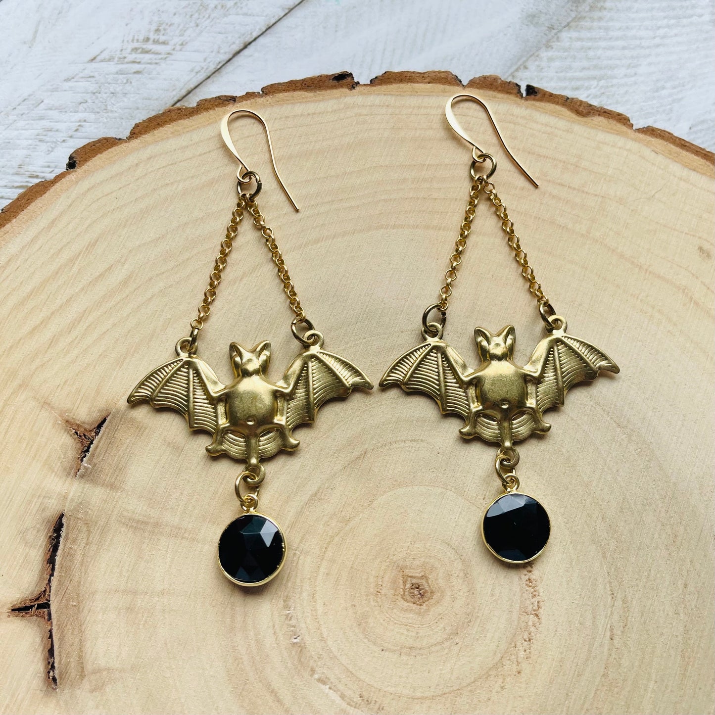 Onyx Bat Earrings