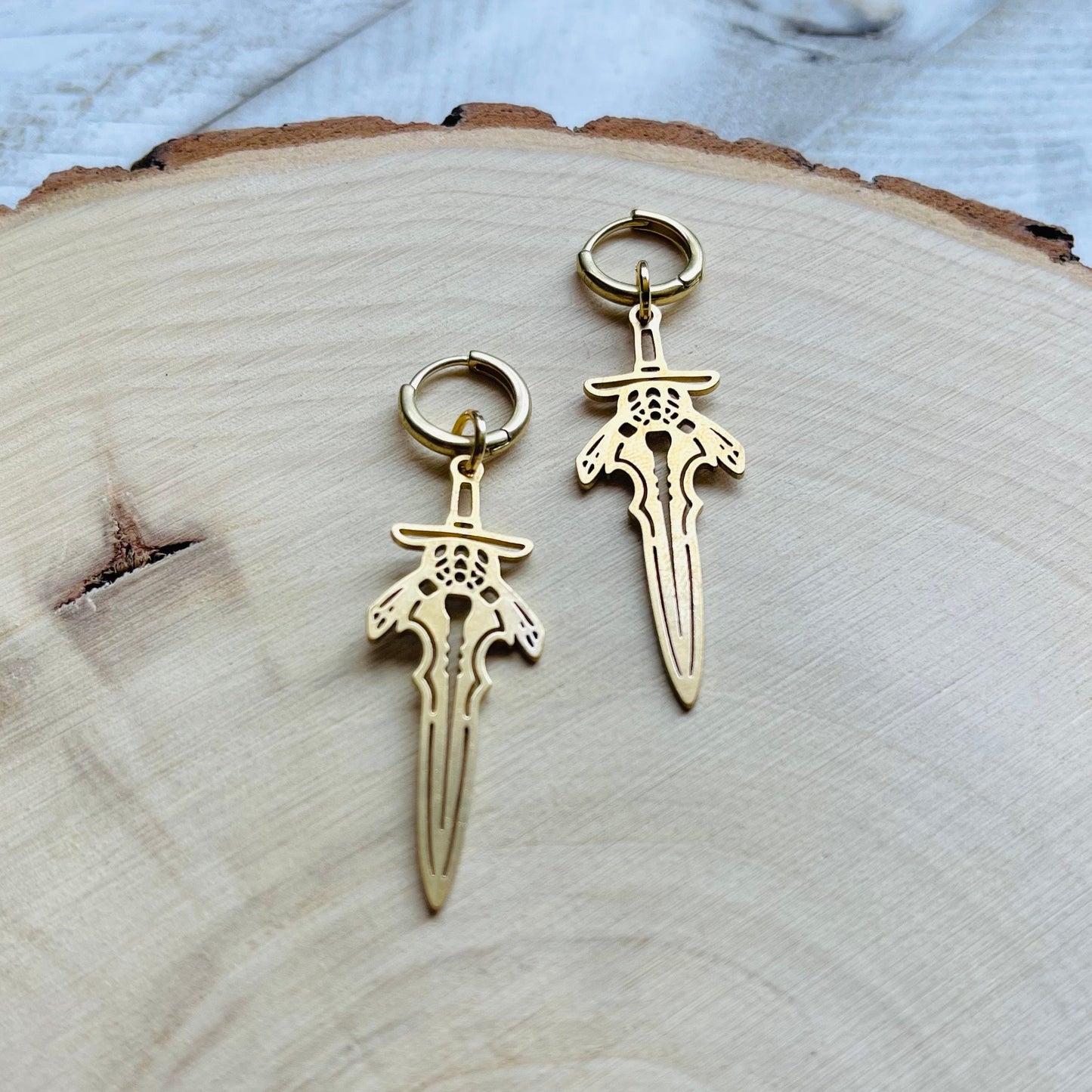 Dagger Huggie Hoop Earrings