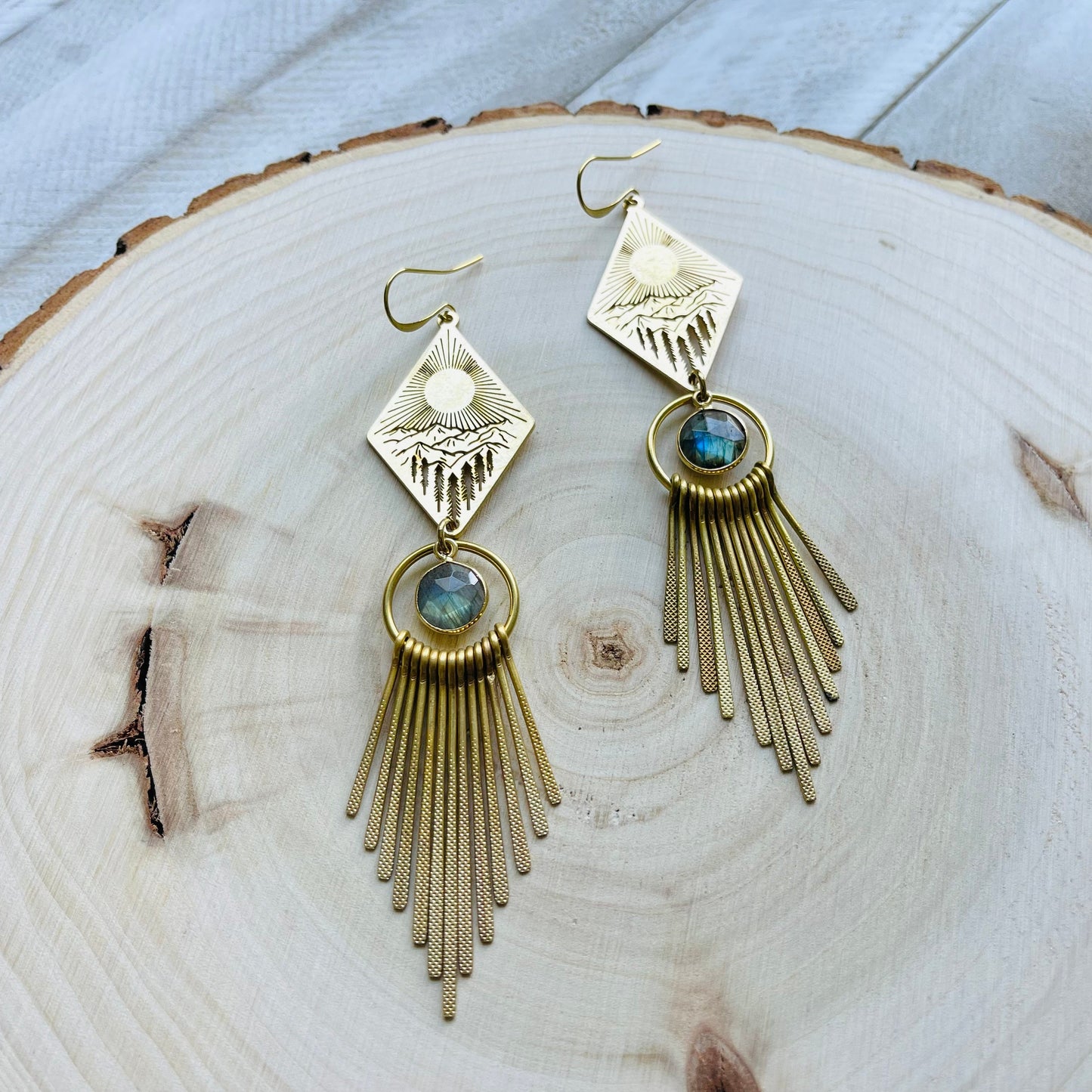 Labradorite Mountain Fringe Earrings