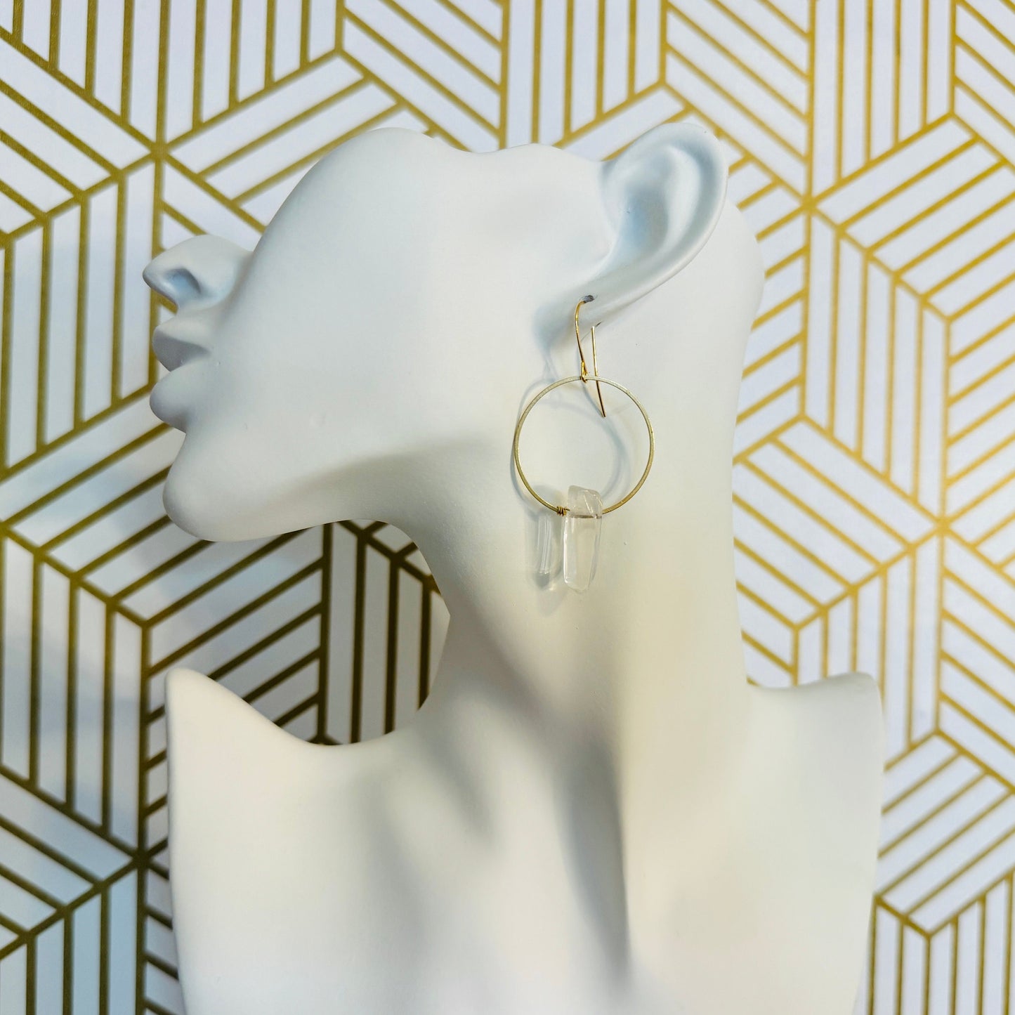 Raw Quartz Hoop Earrings