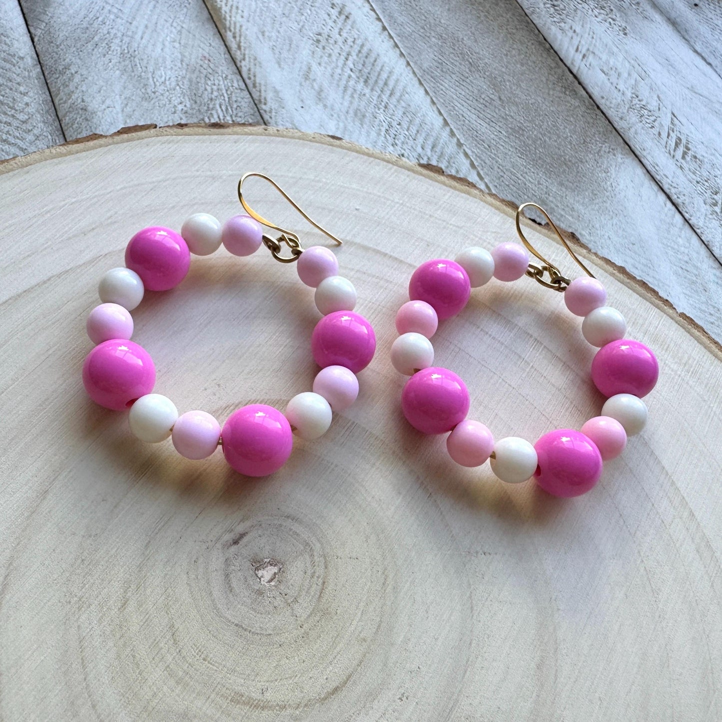 Pastel Bead Hoop Earrings
