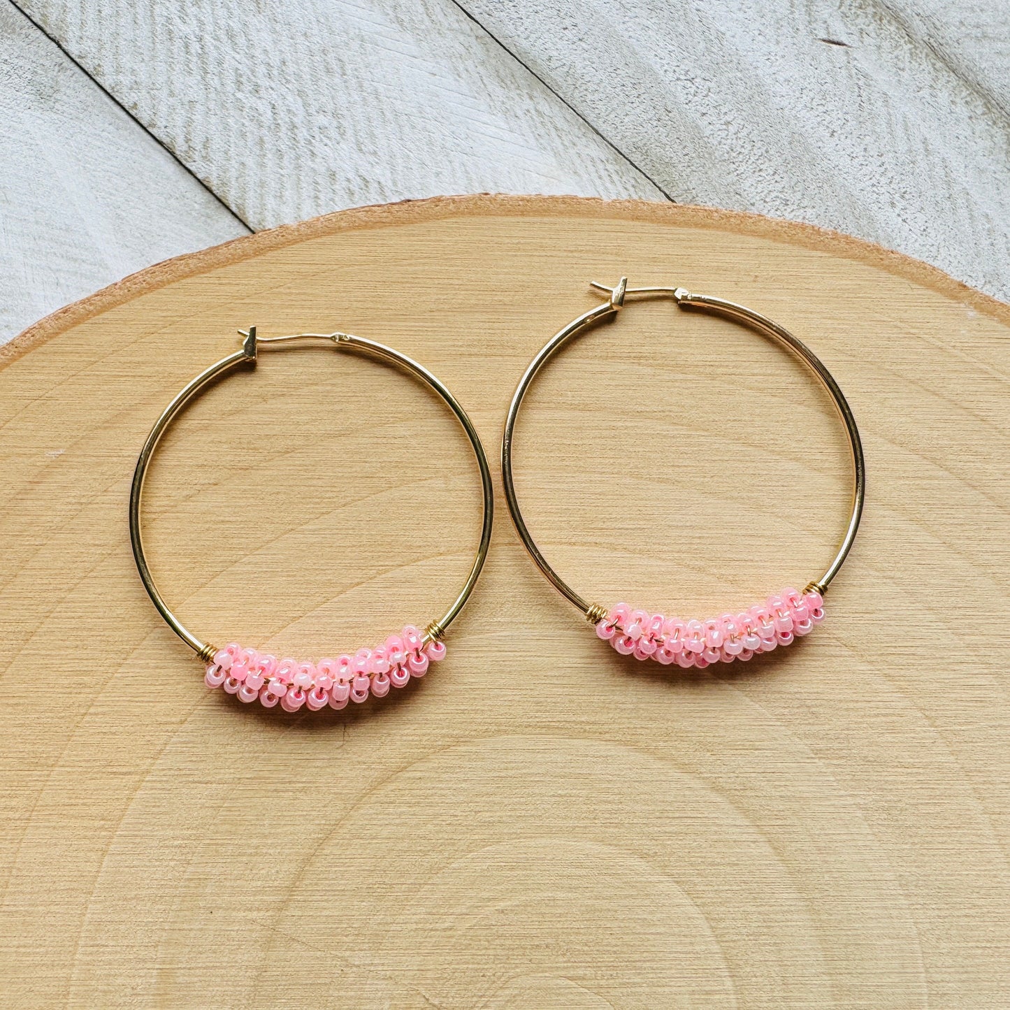 Seed Bead Hoop Earrings