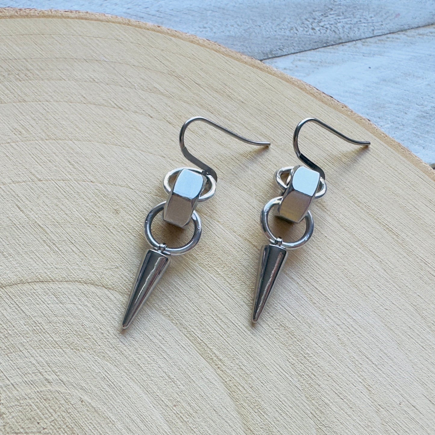 Hex Nut Spike Earrings