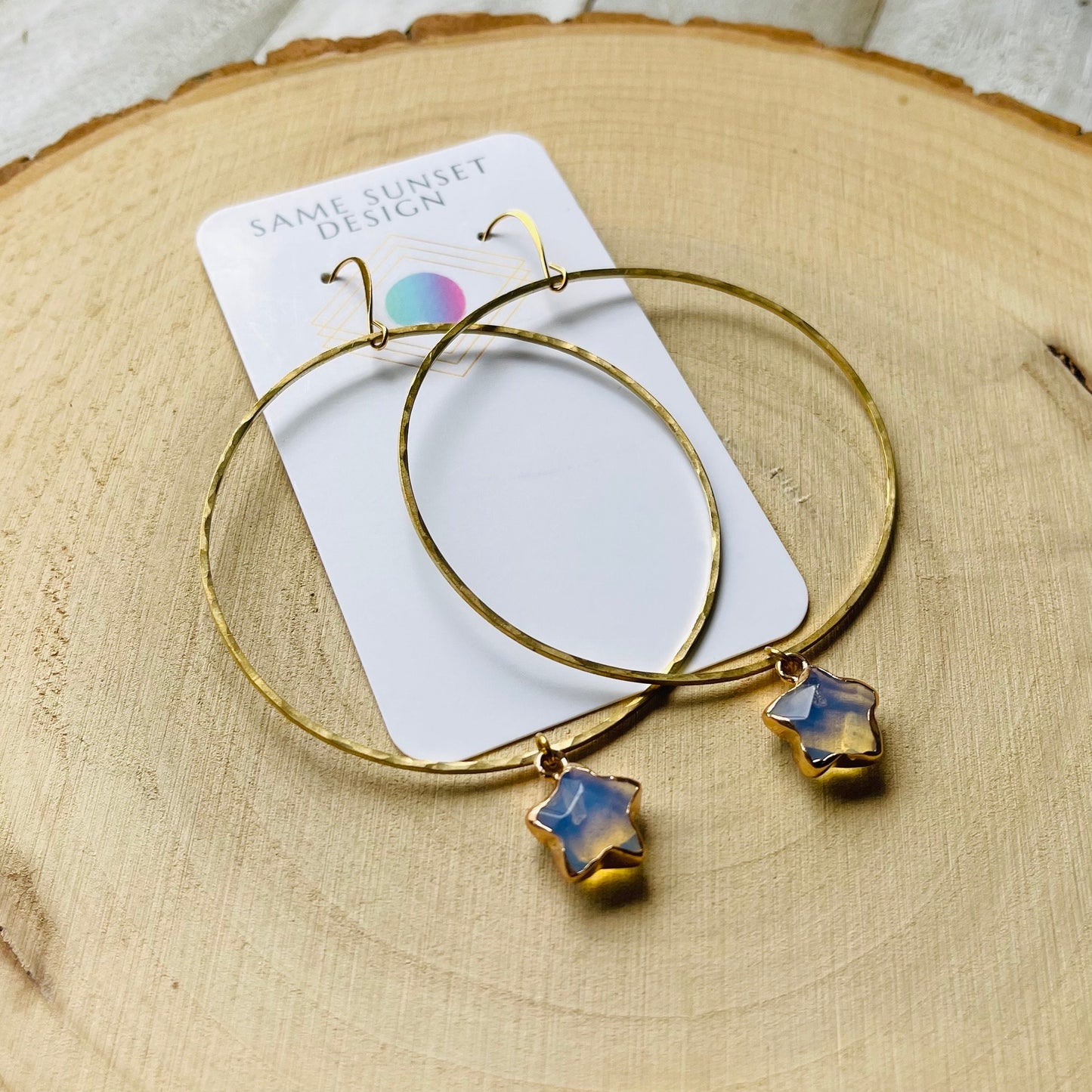 Opalite Star Hoop Earrings