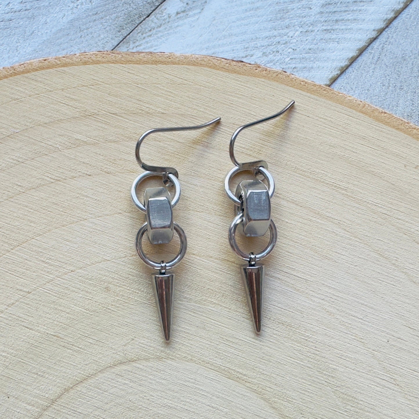 Hex Nut Spike Earrings