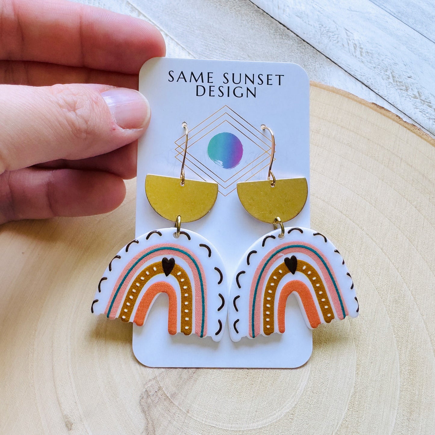 Brass Rainbow Dangle Earrings