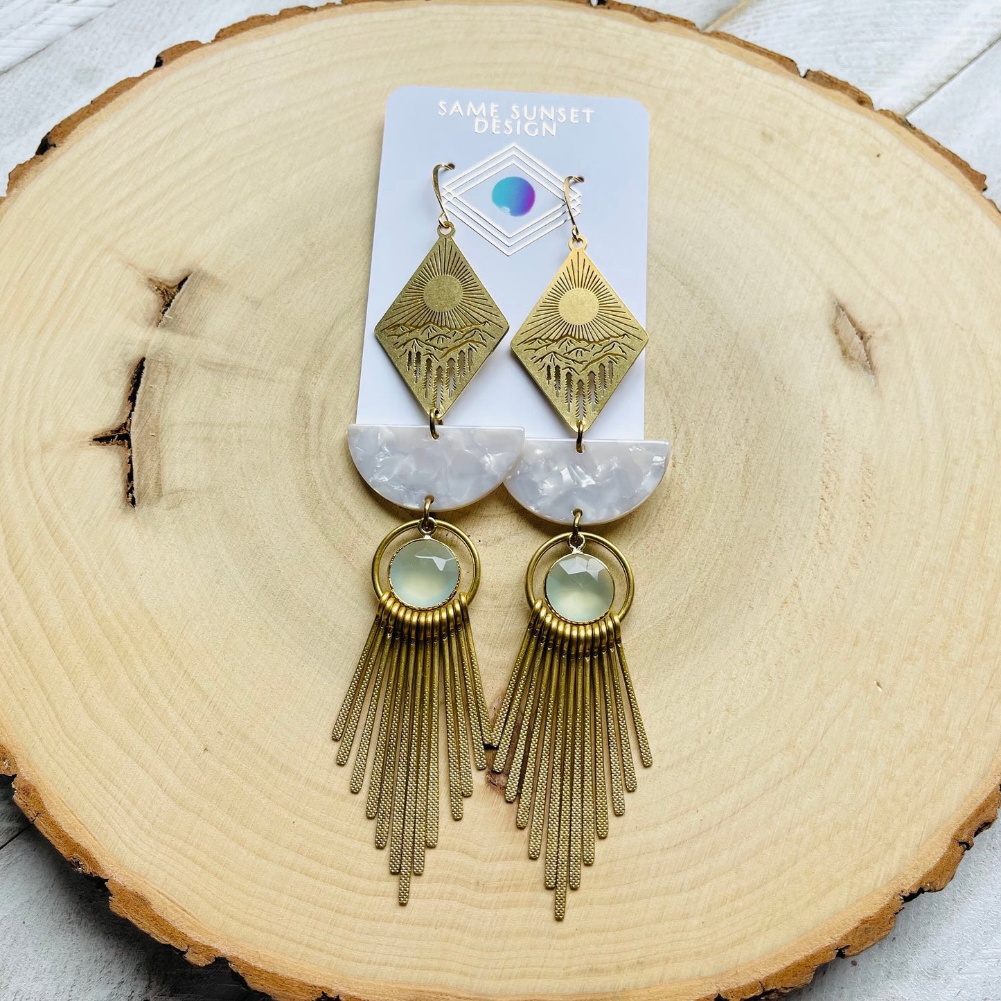 Chalcedony  Mountain Fringe Earrings
