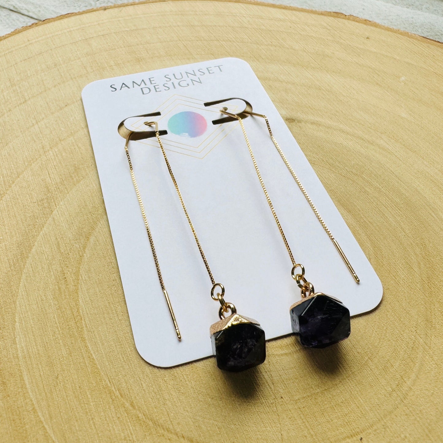 Amethyst Threader Earrings