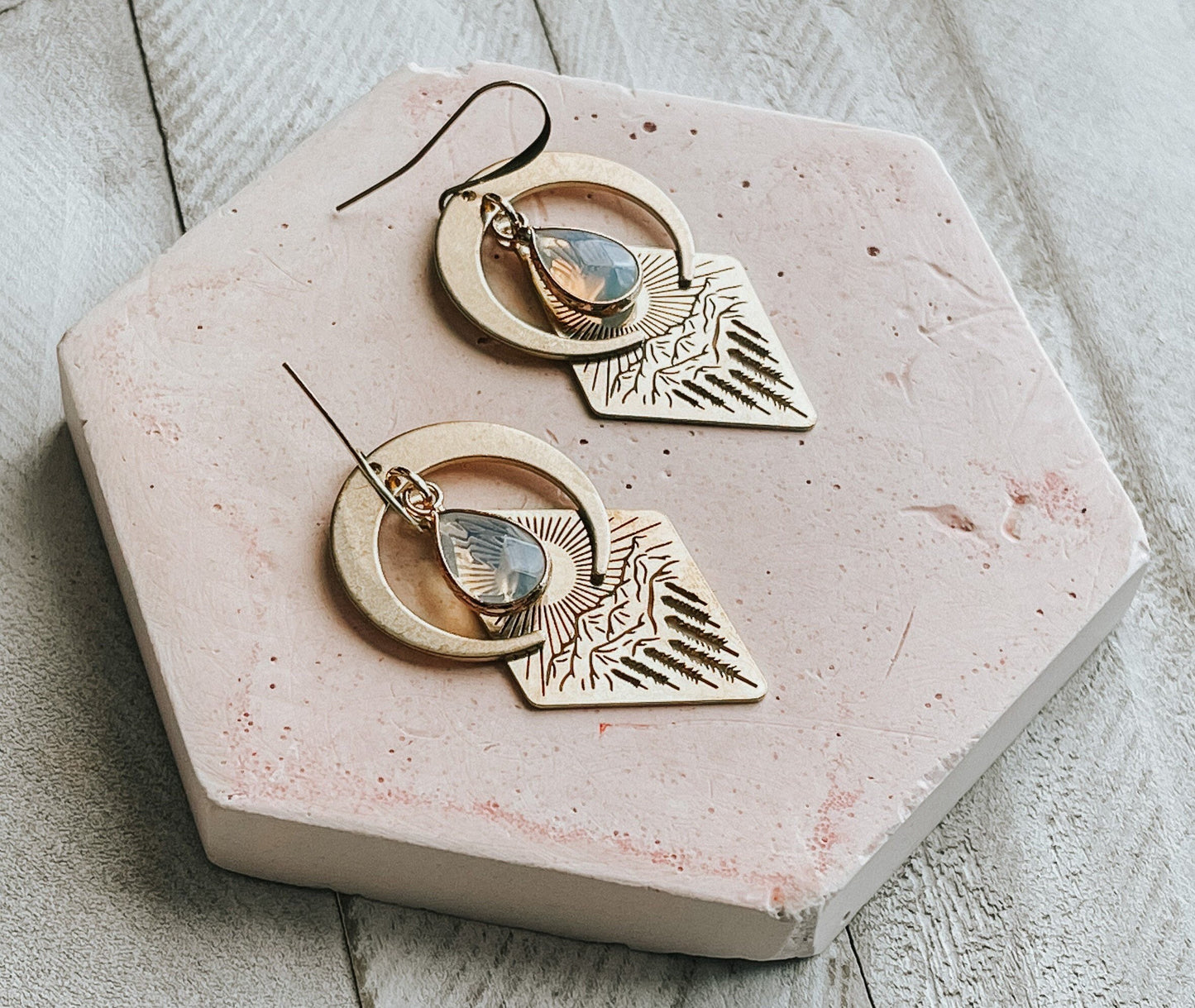 Opalite Mountain Moon Earrings